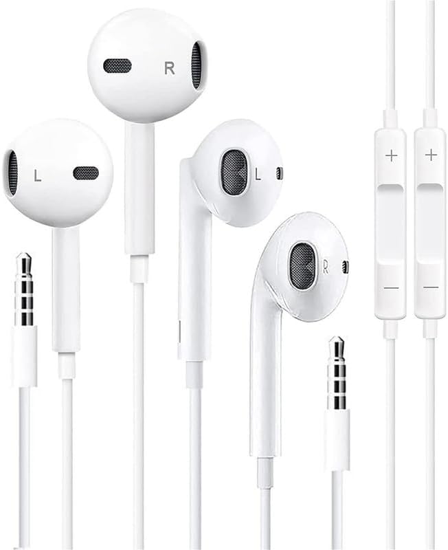 2 Pack Wired Headphones for iPhone Earbuds with 3.5mm Plug Earphones Built-in Microphone & Volume Control Compatible with iPhone/ipad/Android/Computer and Other 3.5mm Jack Devices