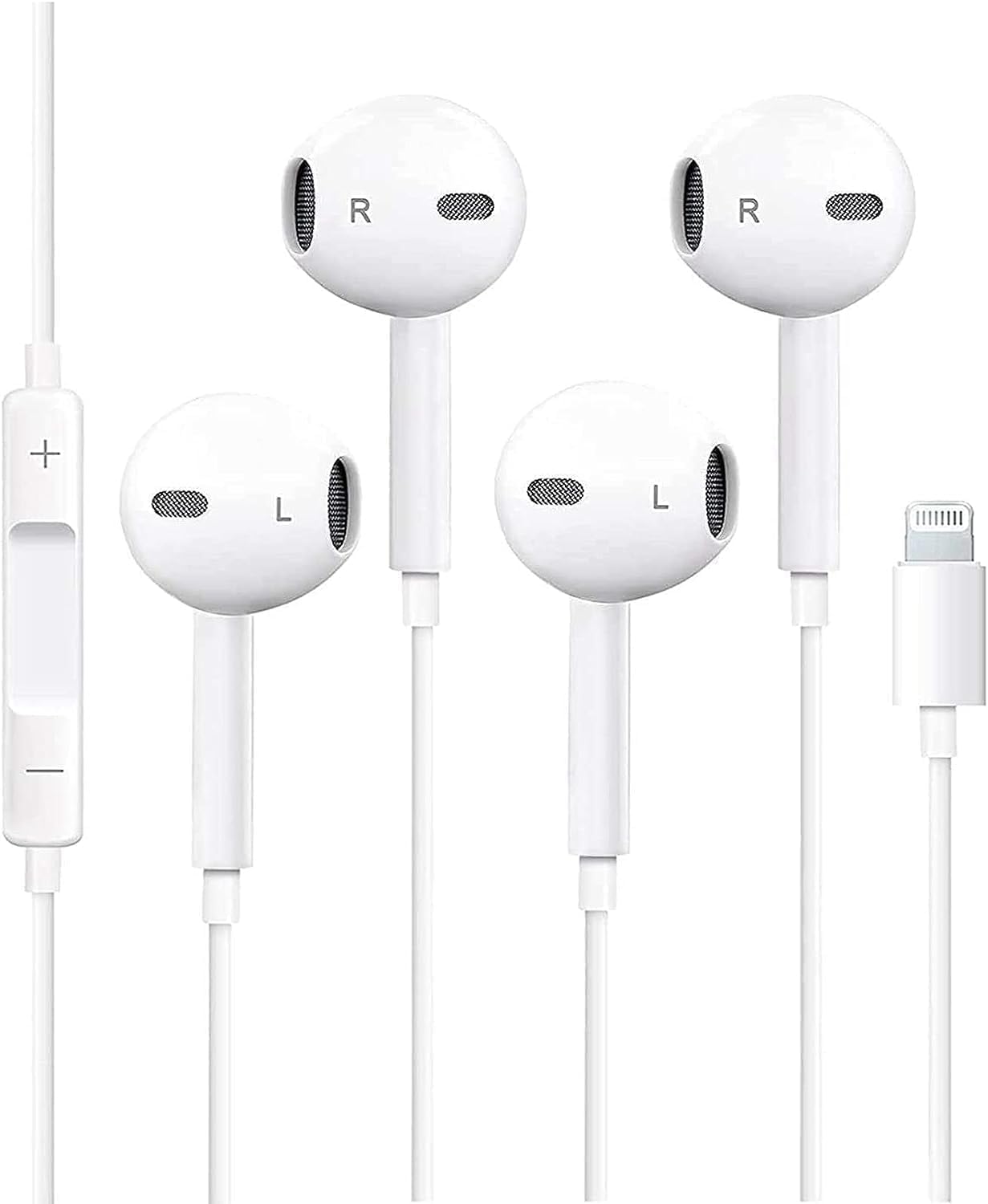 Apple Earbuds, iPhone Earbuds [MFi Certified] 2Pack Wired Earphones (Built-in Microphone & Volume Control) Noise Canceling Isolating Headphones for iPhone 14/13/12/11/SE/X/XR/XS/8/7