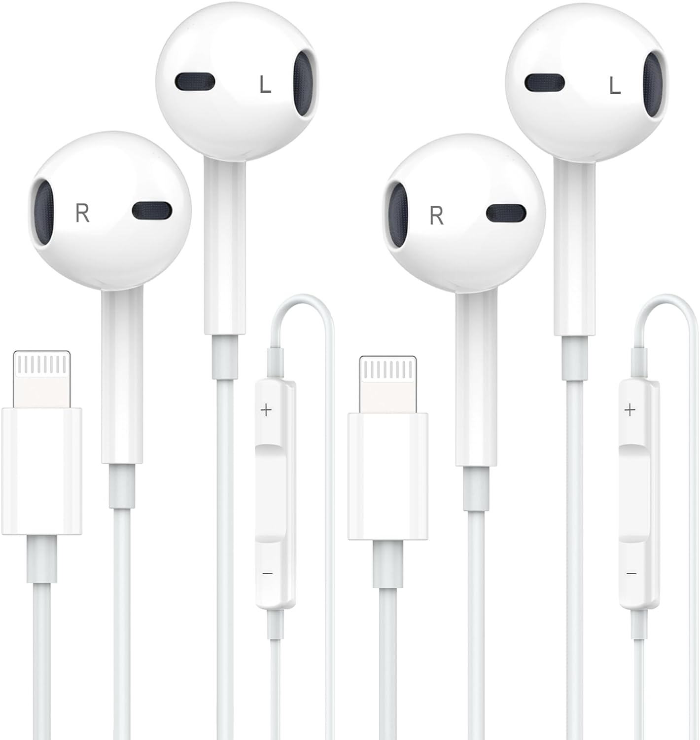 Apple Earbuds, iPhone Wired with Lightning Connector [Apple MFi Certified] Wired Earphones with Microphone Volume Control Music and Calling Headphones for iPhone 14/13/12/11/SE/X/XR/XS/8/7-2 Pack