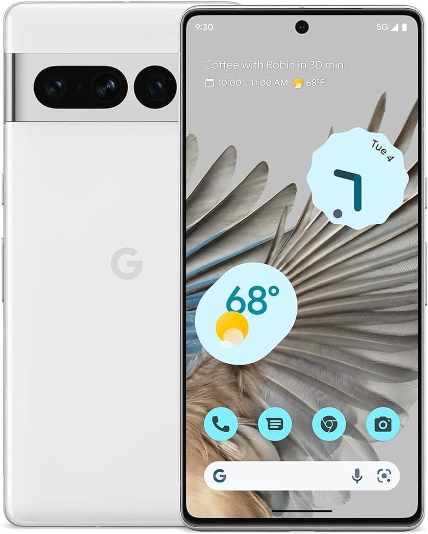 Google Pixel 7 Pro – 5G Android Phone – Unlocked Smartphone with Telephoto/ Wide Angle Lens, and 24-Hour Battery – 256GB – Snow