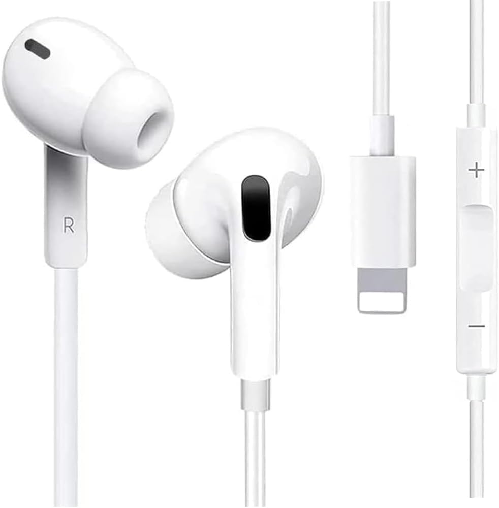 New BT Earbuds Earphones,HiFi-Audio Stereo Noise Isolating Headphones for iPhone,Wired Earbuds with Mic+Volume Control Compatible with iPhone 13/12/11//Xs Max/Xr/Xs/X/8/7Support All iOS System, White