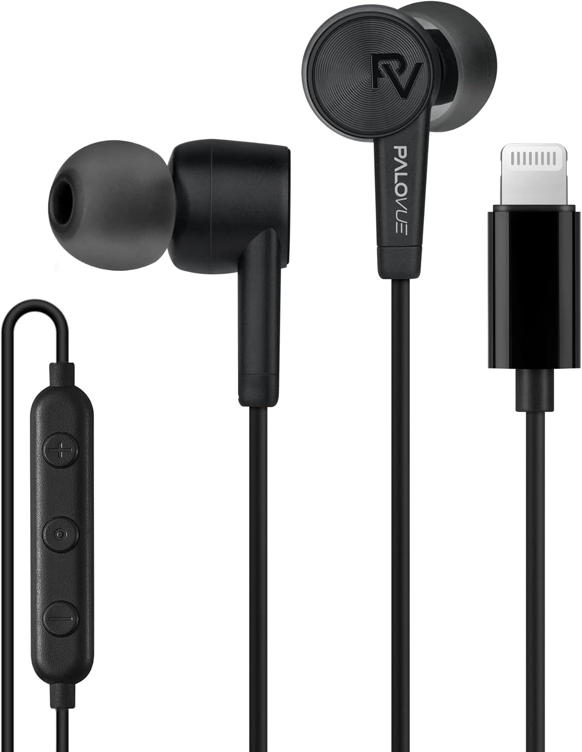 PALOVUE iPhone Headphones Earbuds Earphones wtih Lightning Connector Apple MFi Certified Compatible 14 13 12 11 Pro Max X XS XR 8 7 Plus with Microphone Controller SweetFlow Black