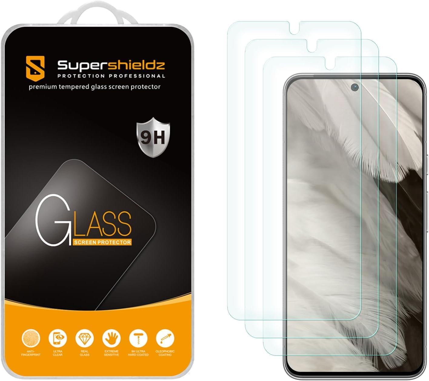 Supershieldz (3 Pack) Designed for Google Pixel 8 Tempered Glass Screen Protector, 0.33mm, Anti Scratch, Bubble Free