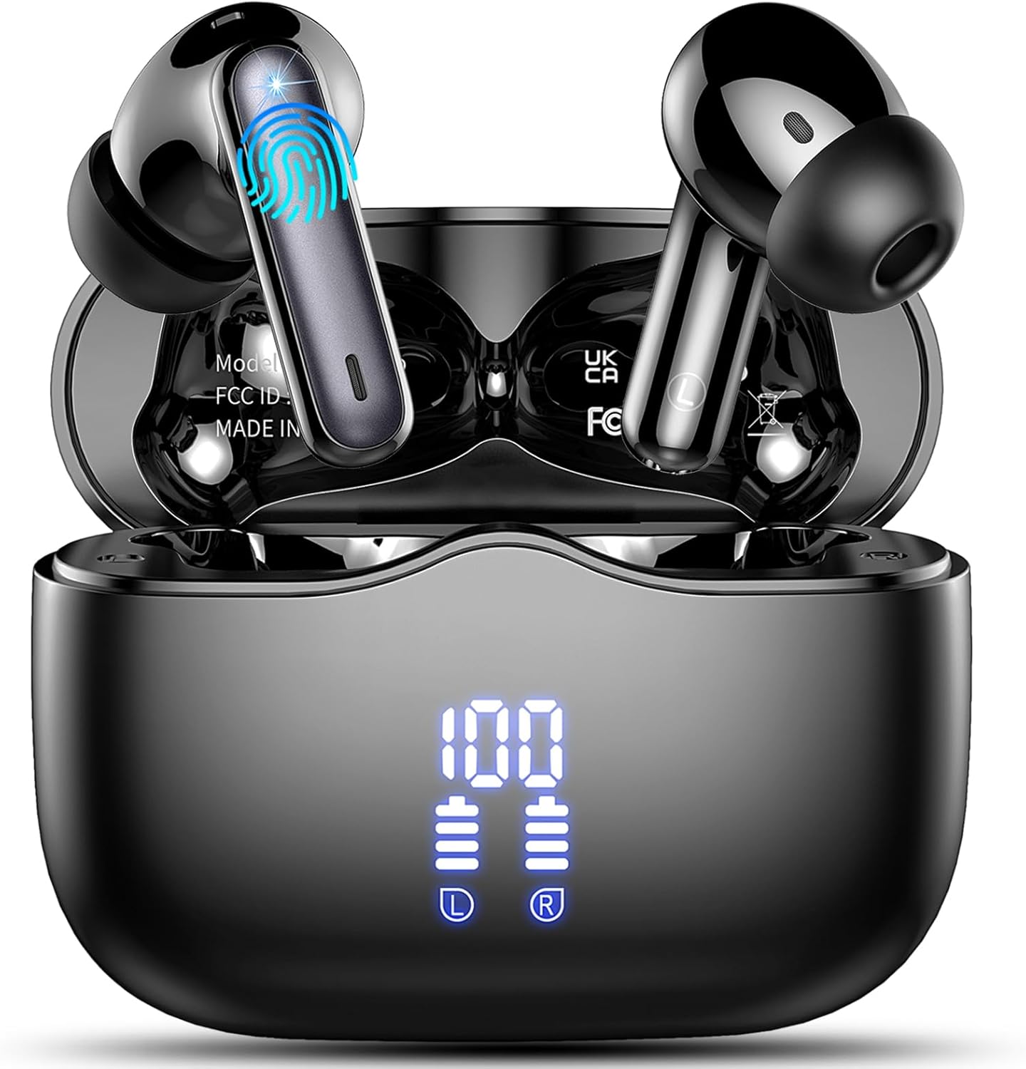 Wireless Earbuds, Bluetooth 5.3 Headphones in Ear with HiFi Stereo Deep Bass, 4 ENC Noise Cancelling Mic Wireless Earphones 40H Playtime, in-Ear Earbud Bluetooth Dual LED Display IP7 Waterproof, USB-C