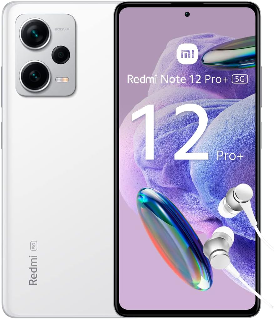 Xiaomi Redmi Note 12 Pro+ Plus 5G + 4G (256GB + 8GB) Factory Unlocked 6.67″ 200MP Triple Camera (Tmobile Tello Mint USA Market Global) + Extra (w/Fast Car Charger Bundle) (Polar White (Global))