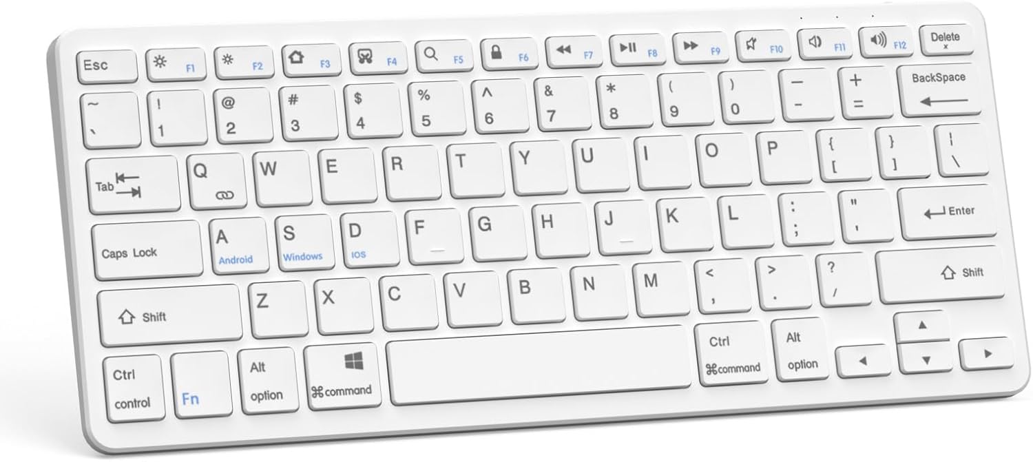 Bluetooth Keyboard for iPad, Bluetooth Keyboard Compatible iPad 10th 9th 8th, iPad Air 5th 4th, iPad Pro 13/12.9/11 inch, iPad Air 13/11 inch, Portable Keyboard Including iOS, Android, Windows – White