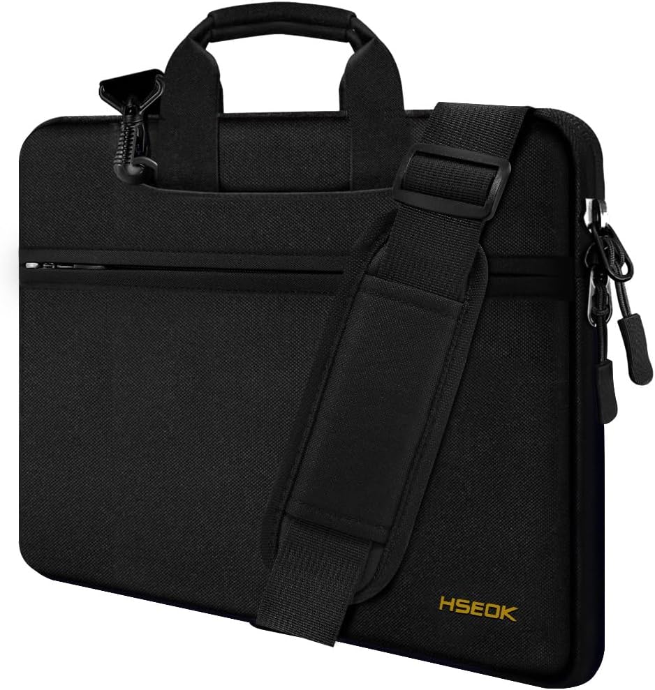 Hseok Laptop Shoulder Bag 13 13.3 14 Inch Case Compatible with MacBook Pro 14 2023-2021 M1 M2,MacBook Air/pro 13-13.3 Inch and Most Popular 13-14 Notebooks,Spill-Resistant Briefcase, Black