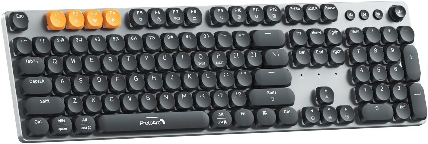 ProtoArc Bluetooth Mechanical Keyboard for Office, MECH K300 Wireless Tactile Quiet Comfortable Keyboard with Backlit Keys, 2.4G/USB-C/Bluetooth, Rechargeable, Programmable for Mac/Windows/Android