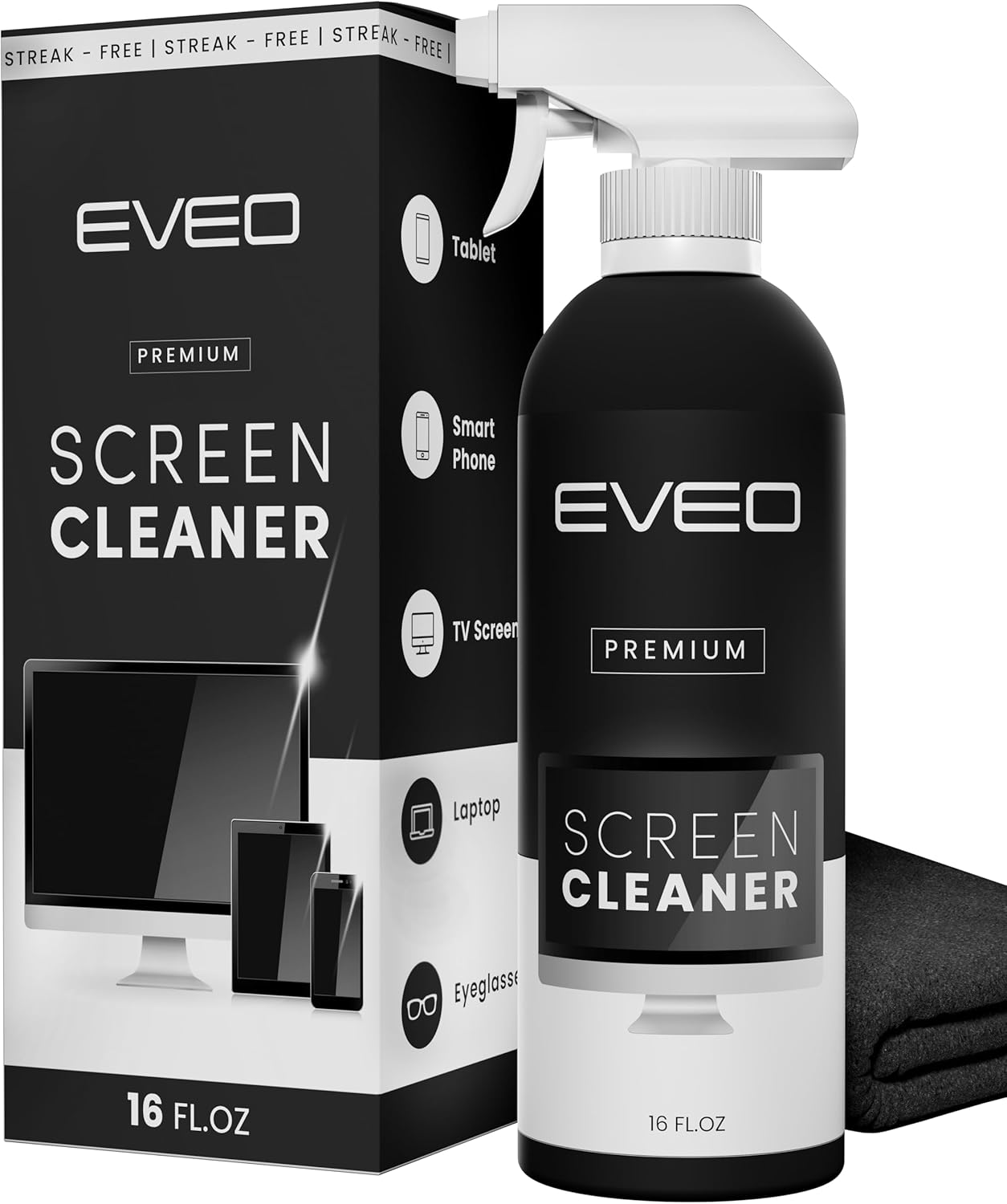 Screen Cleaner Spray (16oz) – Large Screen Cleaner Kit- TV Screen Cleaner, Computer Screen Cleaner, for Laptop, Phone, Ipad – Computer Cleaning kit Electronic Cleaner – Microfiber Cloth Wipes