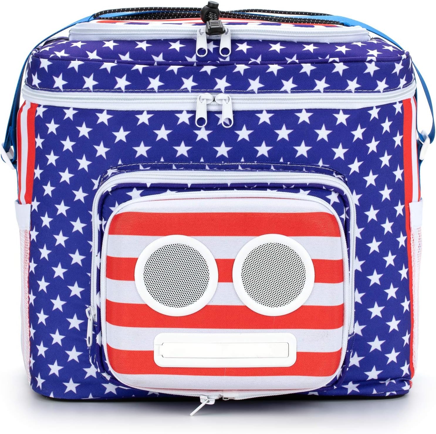 The #1 American Flag Cooler with Speakers (Bluetooth, 20-Watt) for Parties/Festivals/Boat/Beach. Rechargeable Speaker Cooler, Works with iPhone & Android