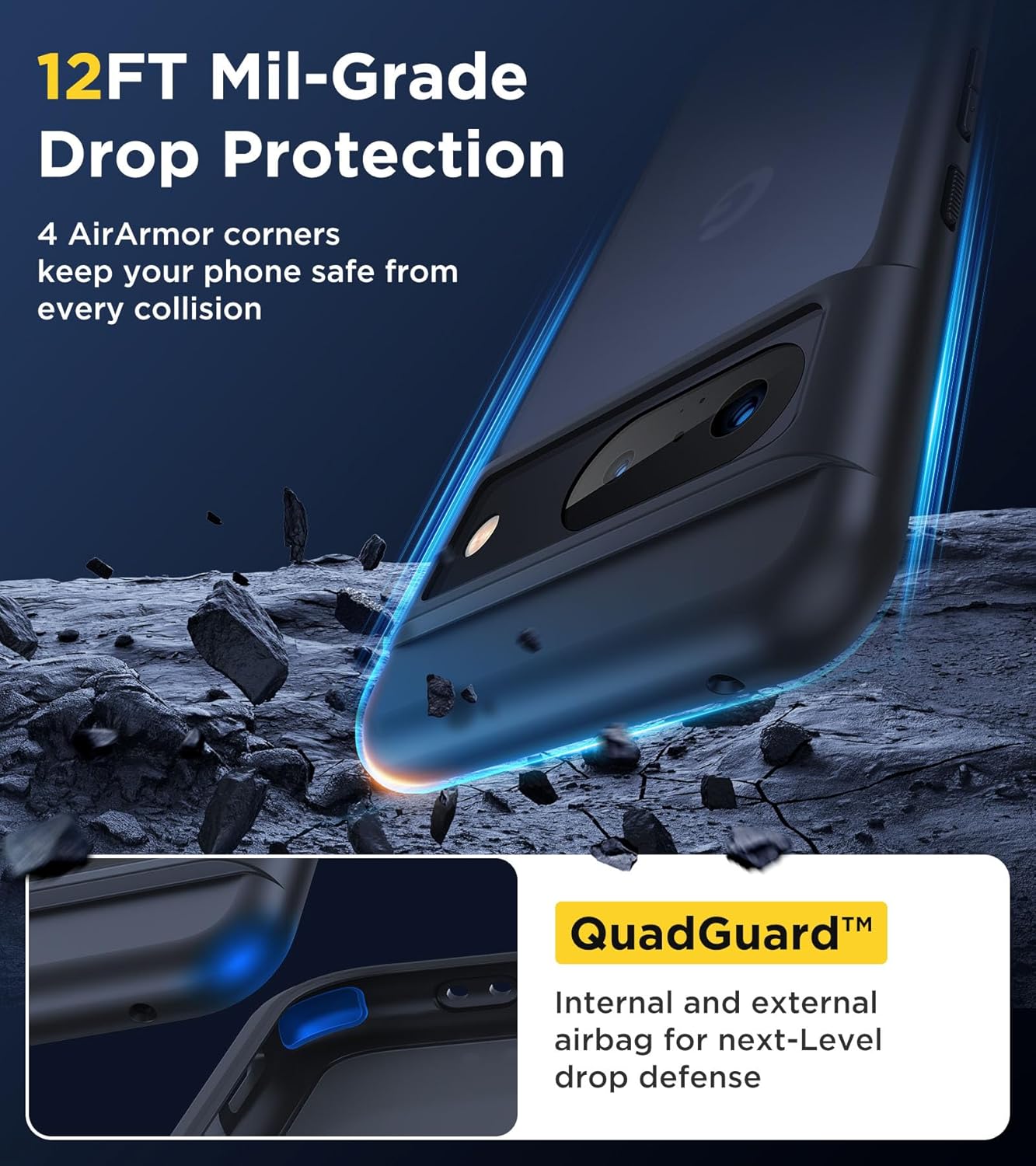 Humixx Shockproof Designed for Google Pixel 8 Case [ Military Grade Drop Protection ] [ Ultimate Silky Touch ] Translucent Hard Back Protective Slim Thin Matte Black for Google Pixel 8 Case 6.2”