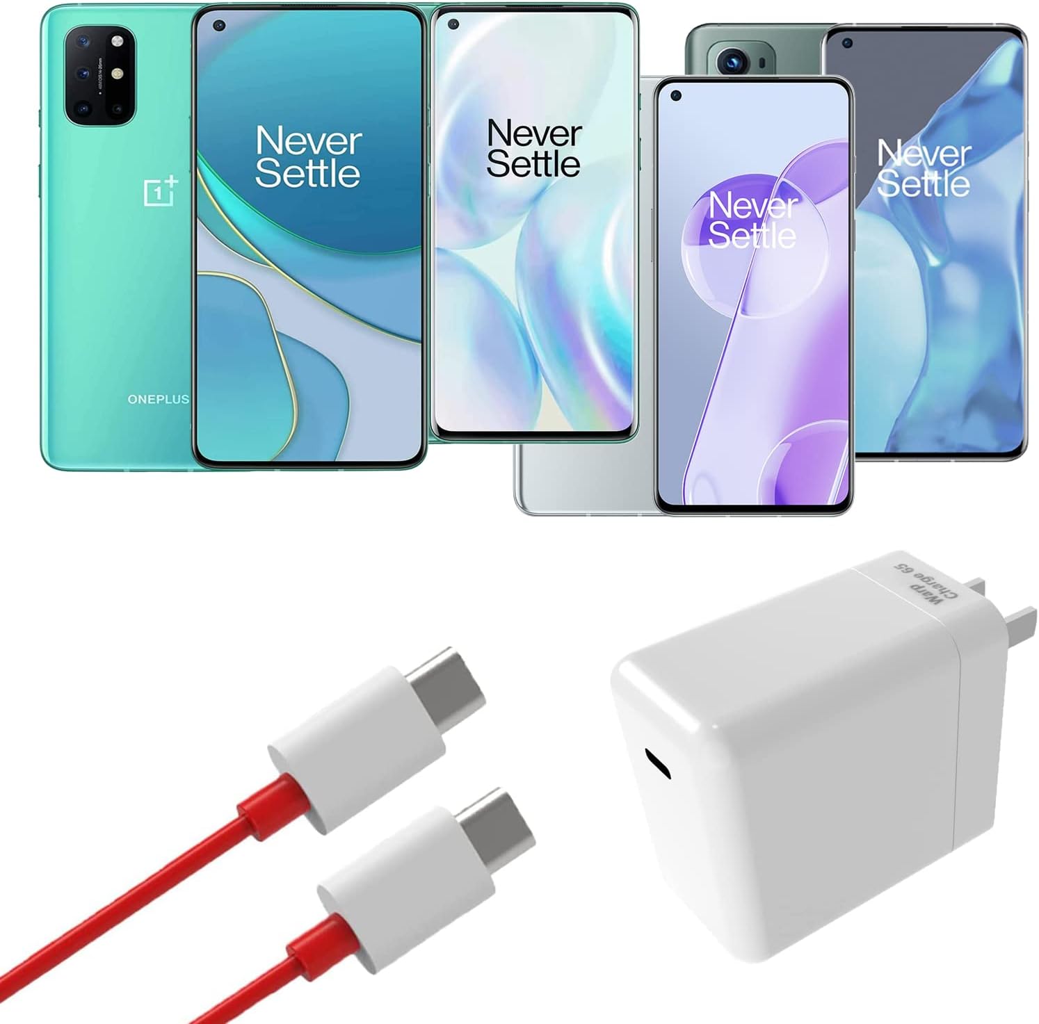 Official Original100W Super vooc Charger for OnePlus Ace 12 Nord 2 5G/11Pro/9RT/9/9R/8T+ 5G/8T,11V 9A Warp OnePlus Fast Wall Charger Adapter (2M/6.5ft)