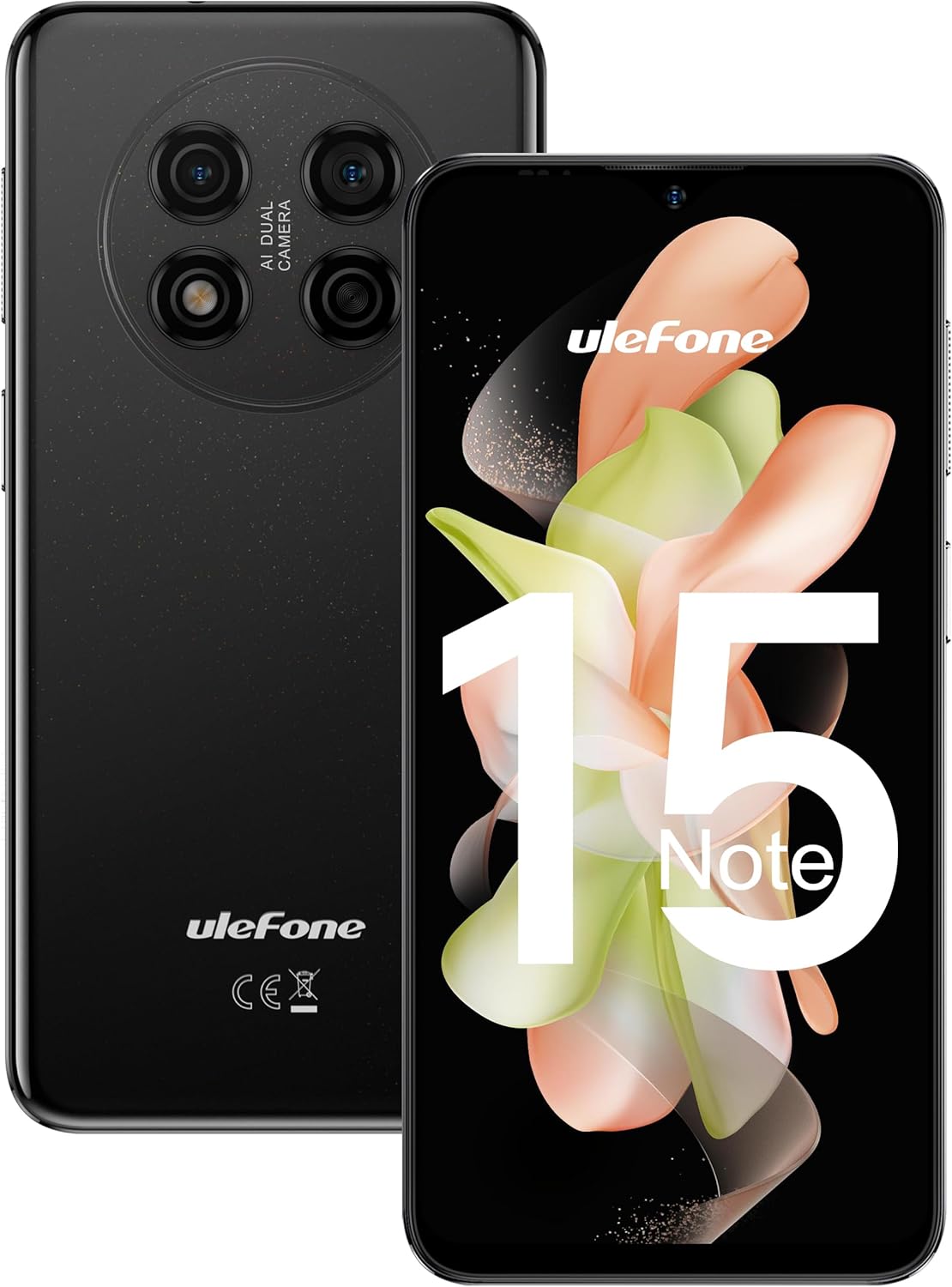 Ulefone 3G Unlocked Smartphones, Note 15 Android 12, Dual Sim Unlocked Cell Phones, Dual Rear Camera, Triple Card Slots, 6.22″ Full-Screen Phones, 4000mAh, Face Unlock, US Version – Black