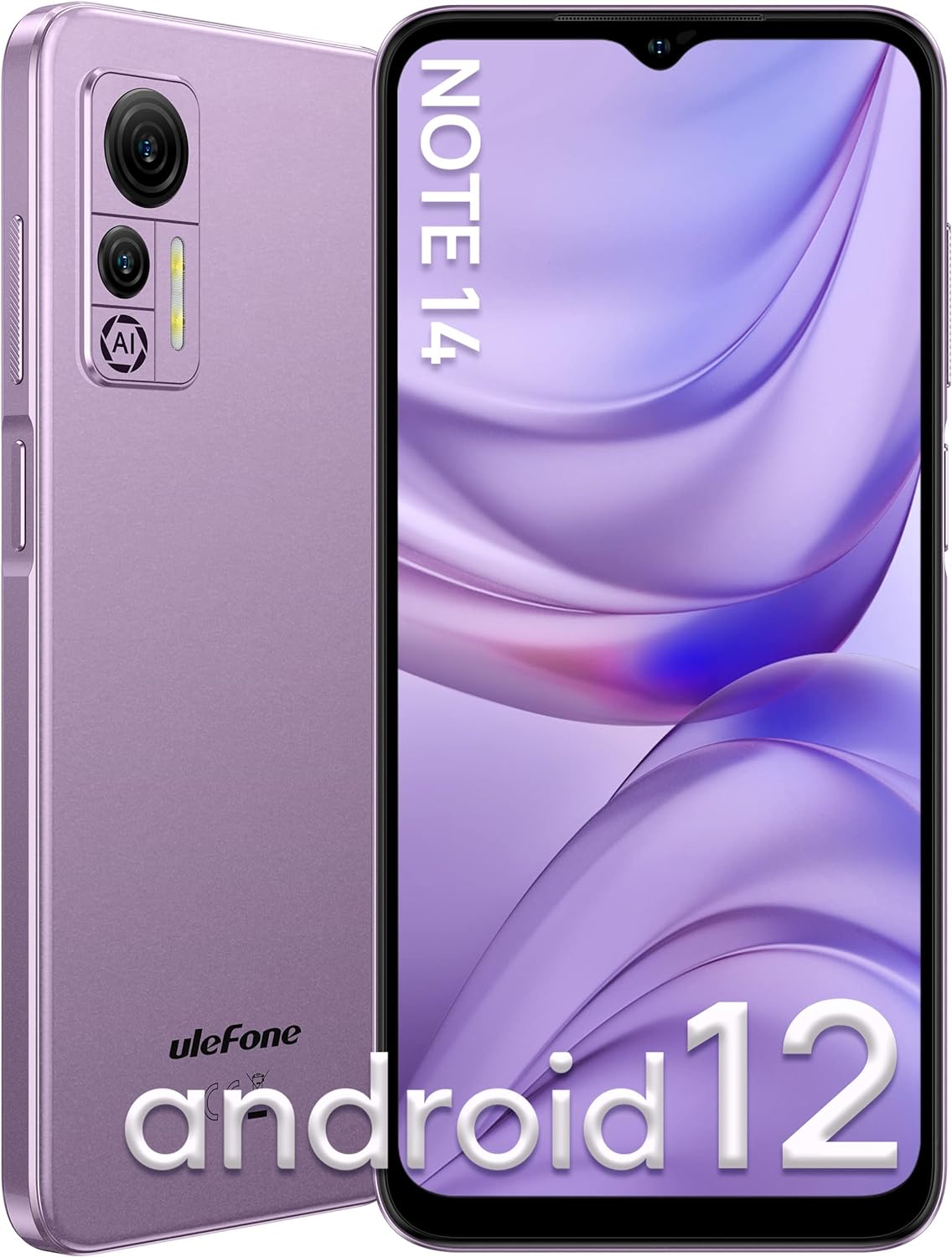 Ulefone Note 14 Unlocked Android Phones – 6.52-inch HD+ Display Android 12 OS 7GB RAM+16GB ROM 4500mAh Battery 8MP+5MP Camera 3-Card Slot T-Mobile Unlocked Smartphone (Purple)