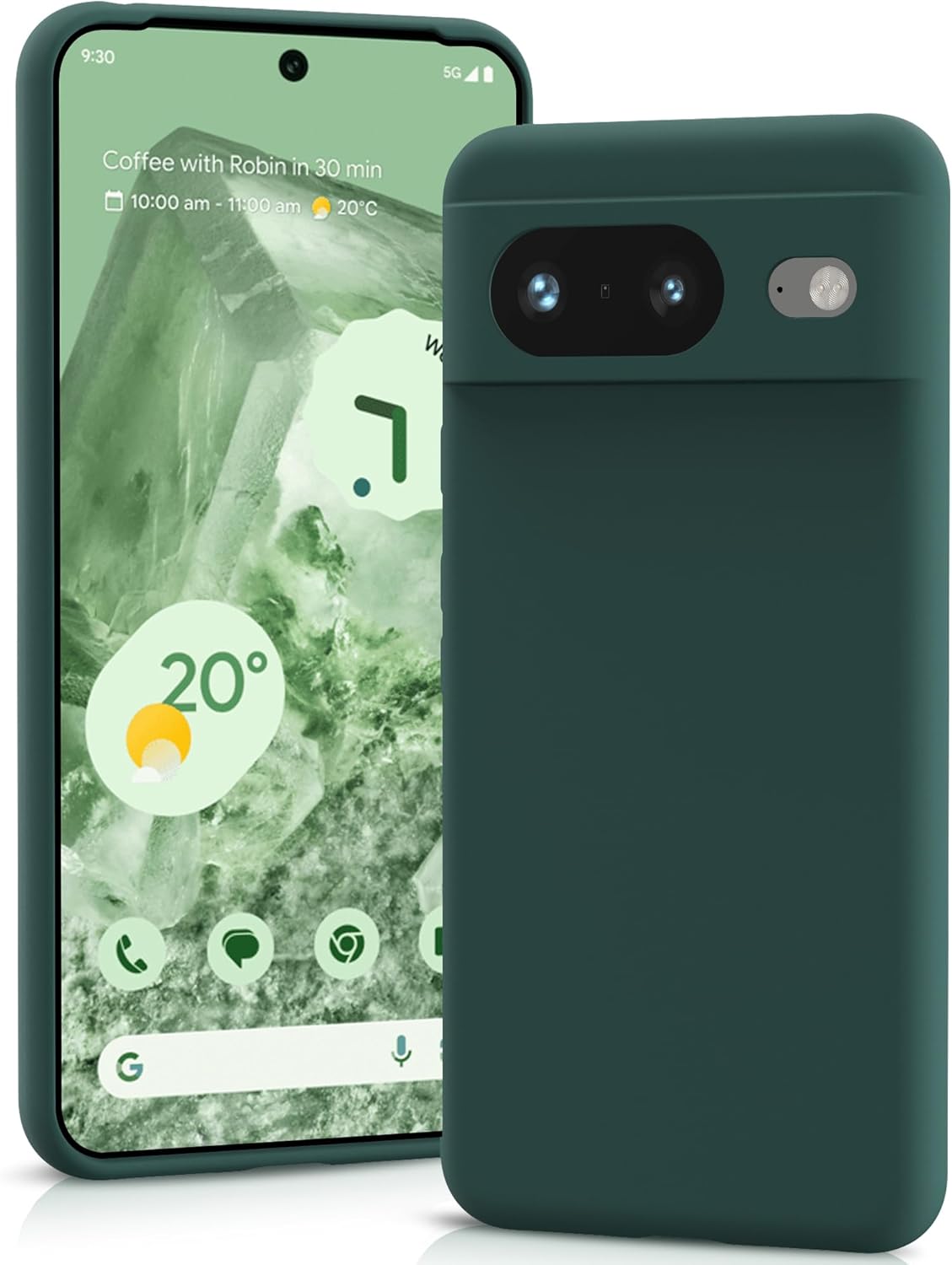 YATWIN Silicone Case for Google Pixel 8, Soft-Touch, Shockproof Phone Cover for Google Pixel 8 – Dark Green