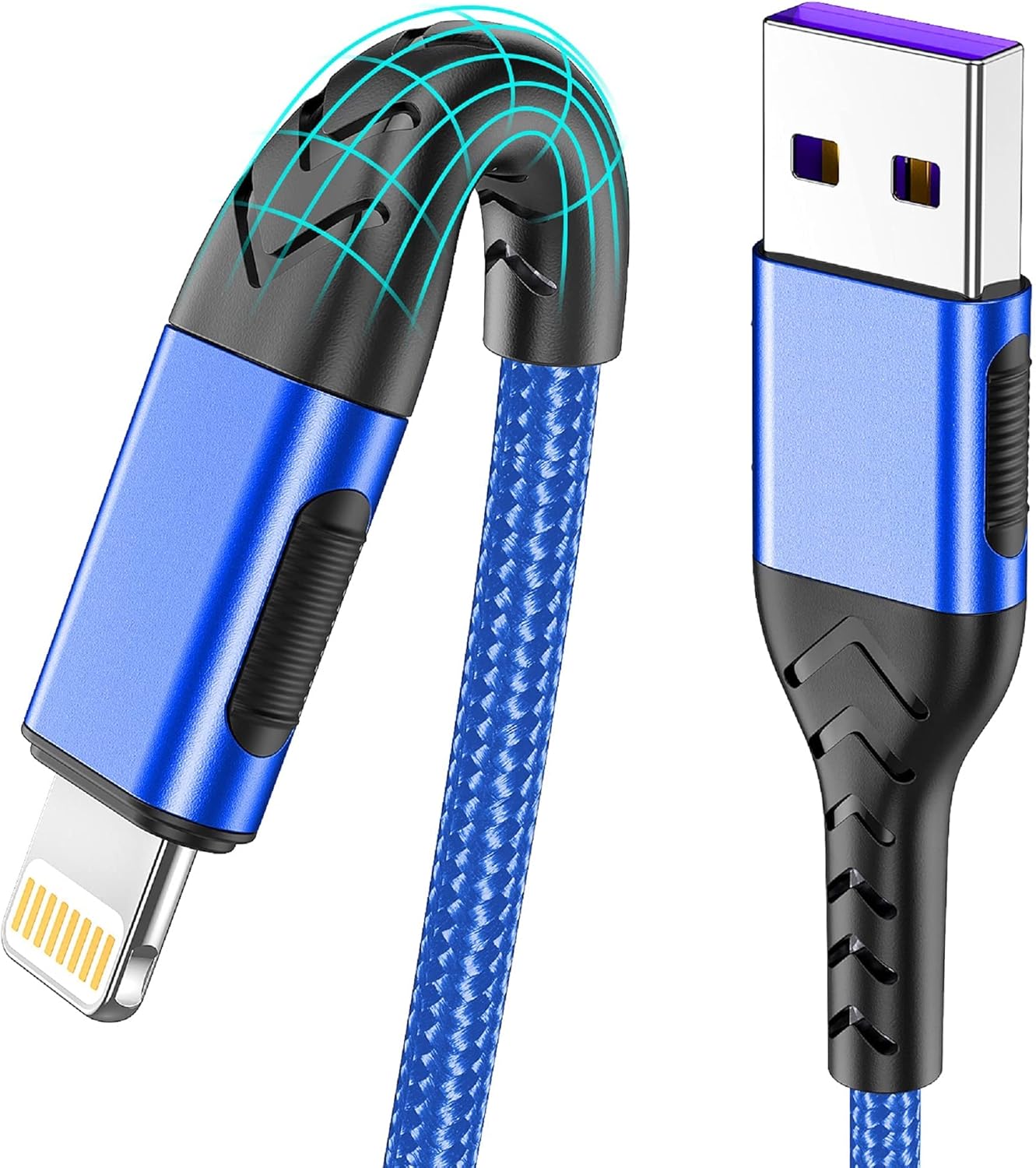 iPhone Charger, [Apple MFi Certified] 16FT Lightning Cable for Long Charger Cable, Fast iPhone Charging Cord Compatible with with iPhone Xs Max/XS/XR/X/8/7/6S/6/Plus/SE/iPad(Blue)