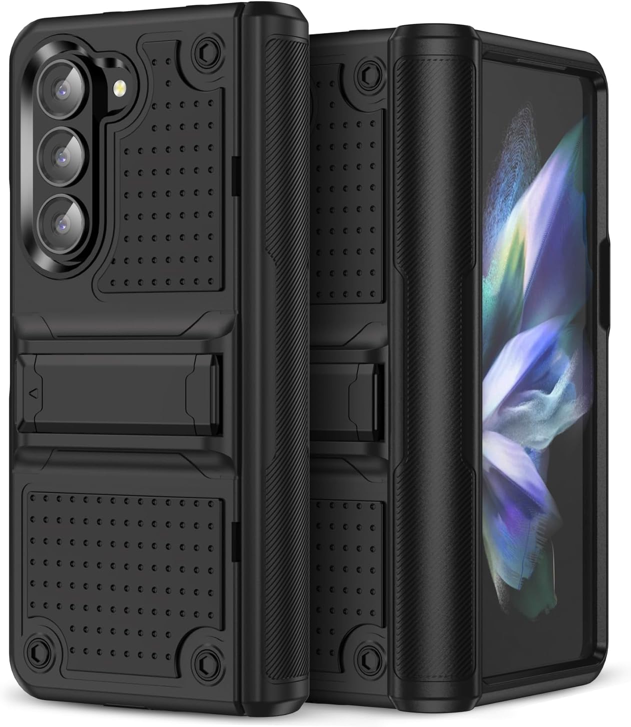 for Samsung Z Fold 5 Case, Galaxy Z Fold 5 5G Case Built in Kickstand Full Body Drop Protection Case for Samsung Galaxy Z Fold 5 5G 2023 Hard case – Black