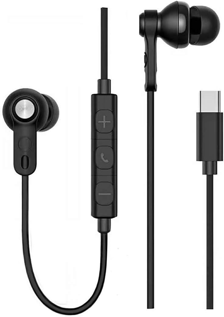 Type C Headphone【Latest Version】 USB C Wired in-Ear Earphones with Mic & DAC Chipset Noise Cancelling Earphone for 2018 iPad Pro/MacBook, Google Pixel 3/2/XL, Huawei, One Plus, Essential – Black