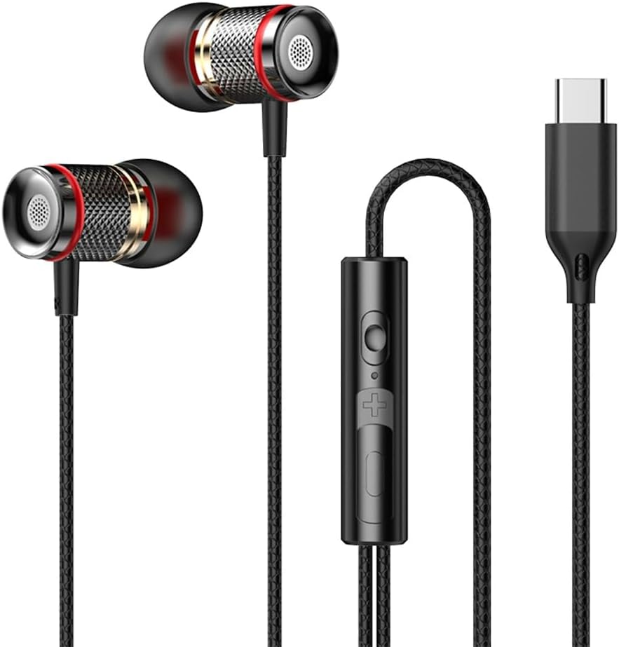 Wired Earbuds Ultra Clear Calls & no Noise Headphones Ear Buds Wired 3.5mm / Type C in-Ear Earphones Powerful Bass with Mic Compatible with iPhone/iPad/Android/Laptop/PC (Black, Tpye C)