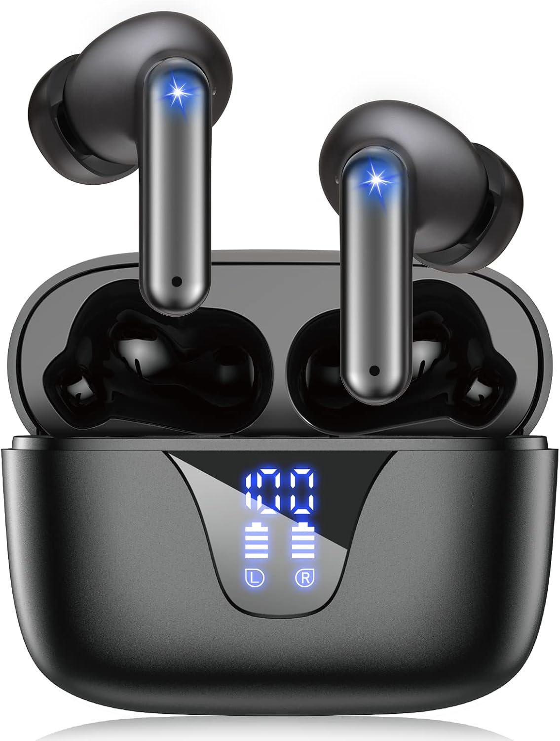 ZIUTY Wireless Earbuds, V5.3 Headphones 50H Playtime with LED Digital Display Charging Case, IPX5 Waterproof Earphones with Mic for Android iOS Cell Phone Computer Laptop Sports