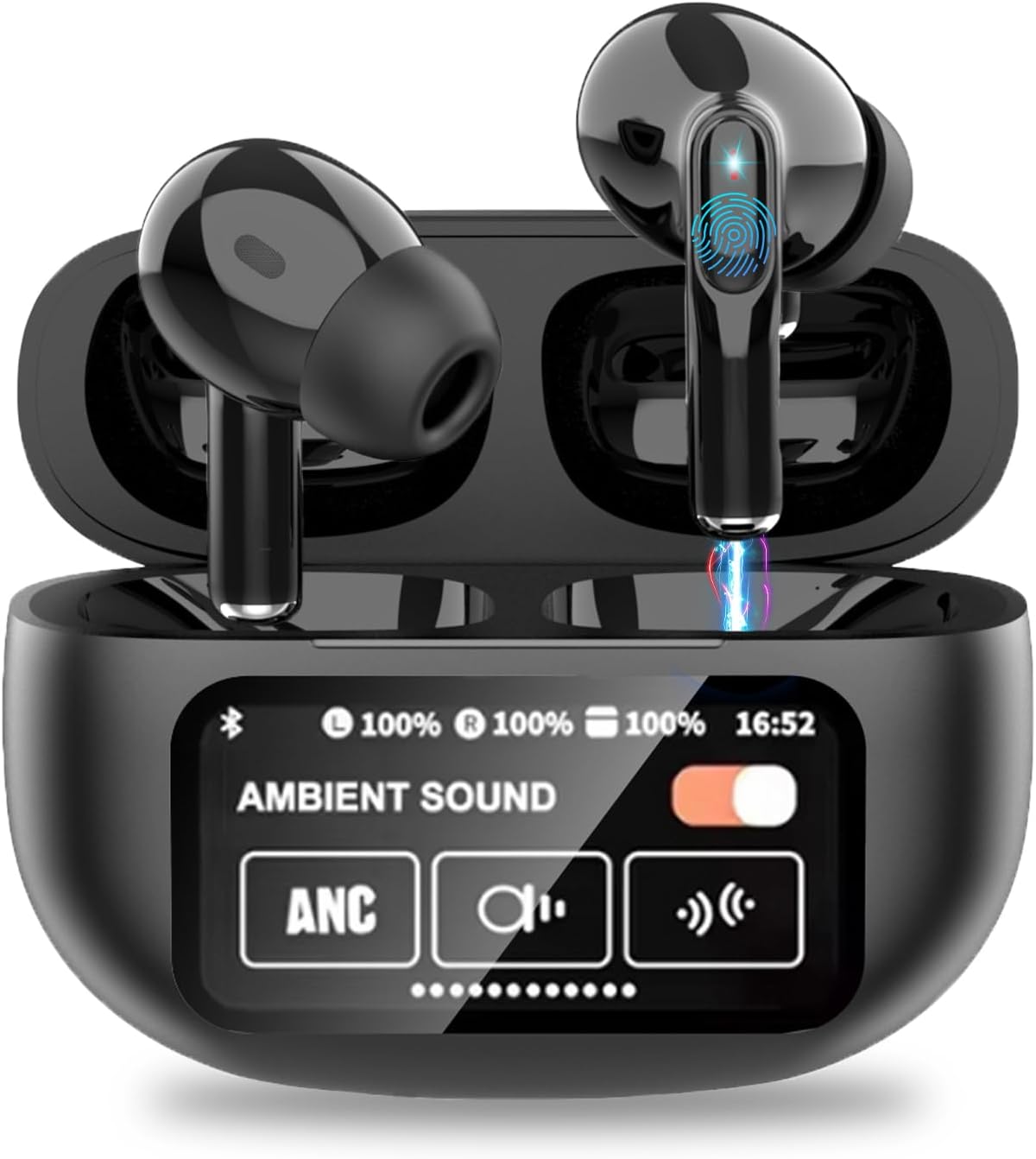 A9 Plus-in-Ear Buds Wireless Earbuds Bluetooth 5.4 Headphones, Touch Screen Earbuds, Call ENC Noise True Active Noise Cancelling,Type-C Charging Case Earbuds for iPhone/Android