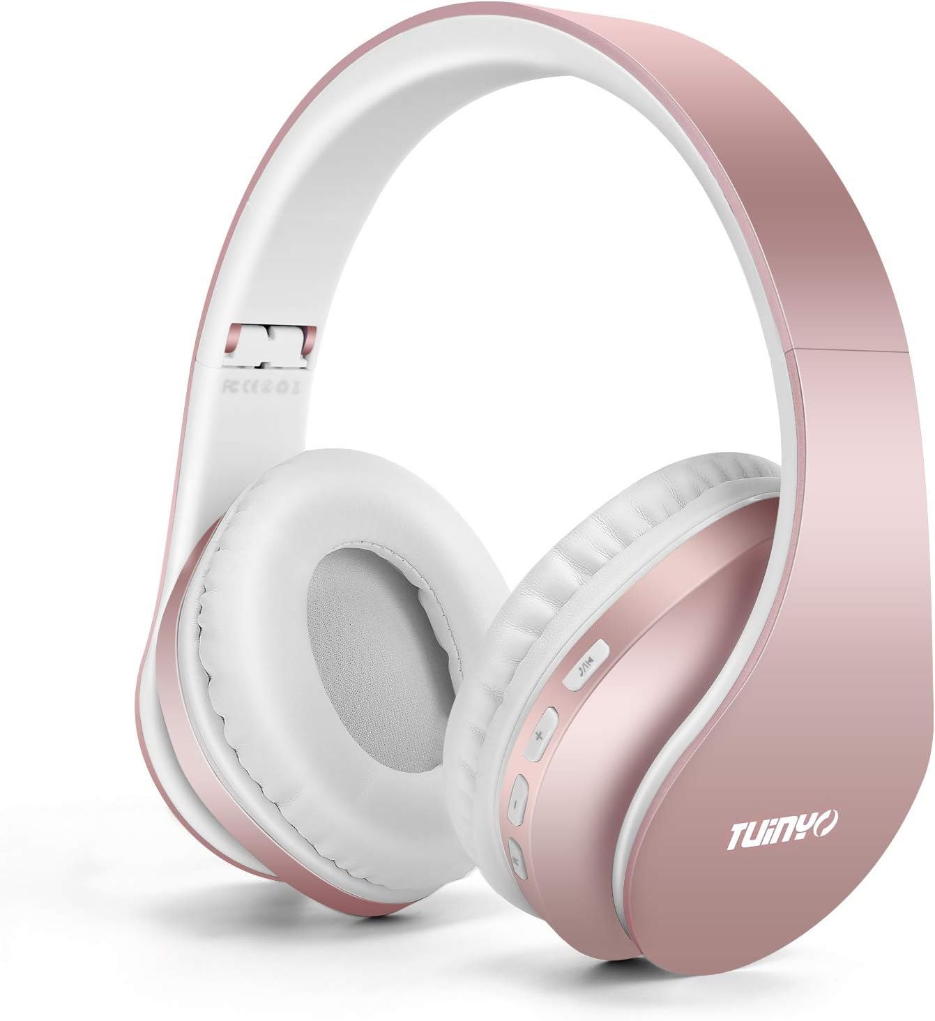 TUINYO Wireless Headphones Over Ear, Bluetooth Headphones with Microphone, Foldable Stereo Wireless Headset-Rose Gold