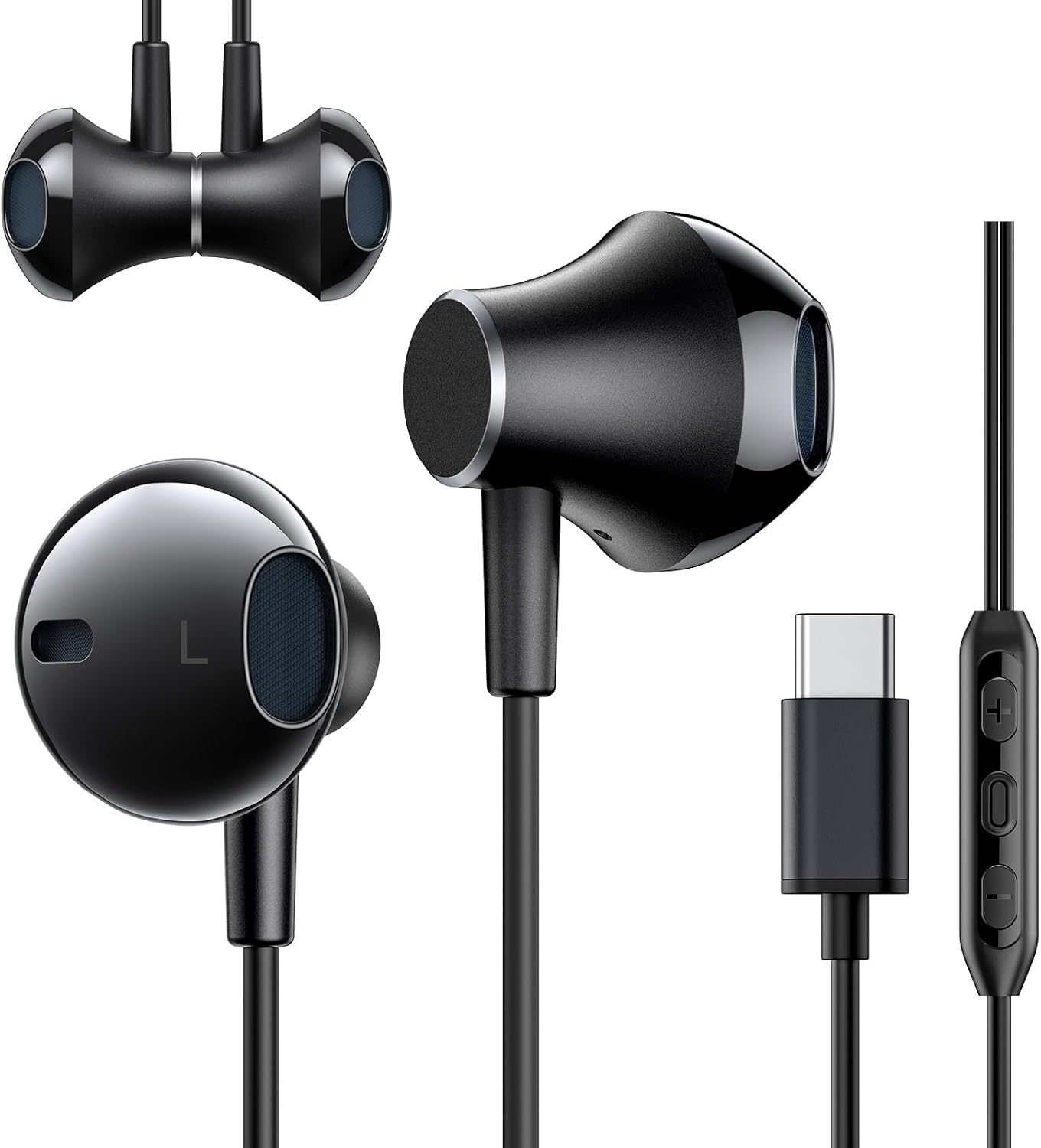 USB C Headphones, USB Type C Earbuds Magnetic Wired Earphones with Microphone for iPhone15/15pro/15pro max, ipad pro,Samsung Galaxy S23 S22 S21 S20 Ultra,Note 10 20, Pixel 7/6/6a Oneplus