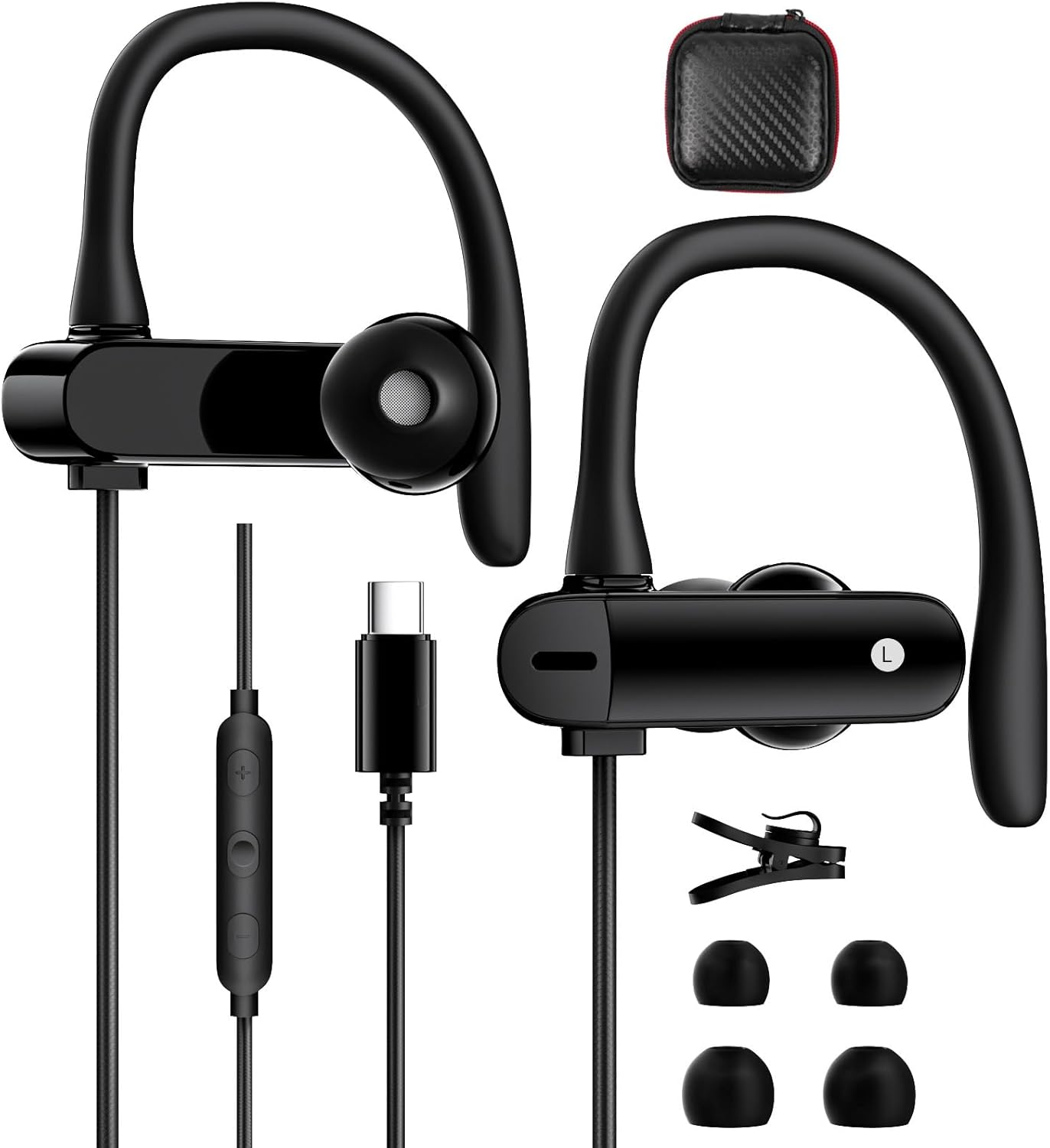 USB C Headphones with Microphone Wired Type C Over Ear Earbuds for iPhone 15 Pro Earphone Volume Control Sport in Ear C Plug Headset for iPhone 16 Pro 16 Plus Samsung Z Flip Fold 6 S24 S23 Pixel 8 7