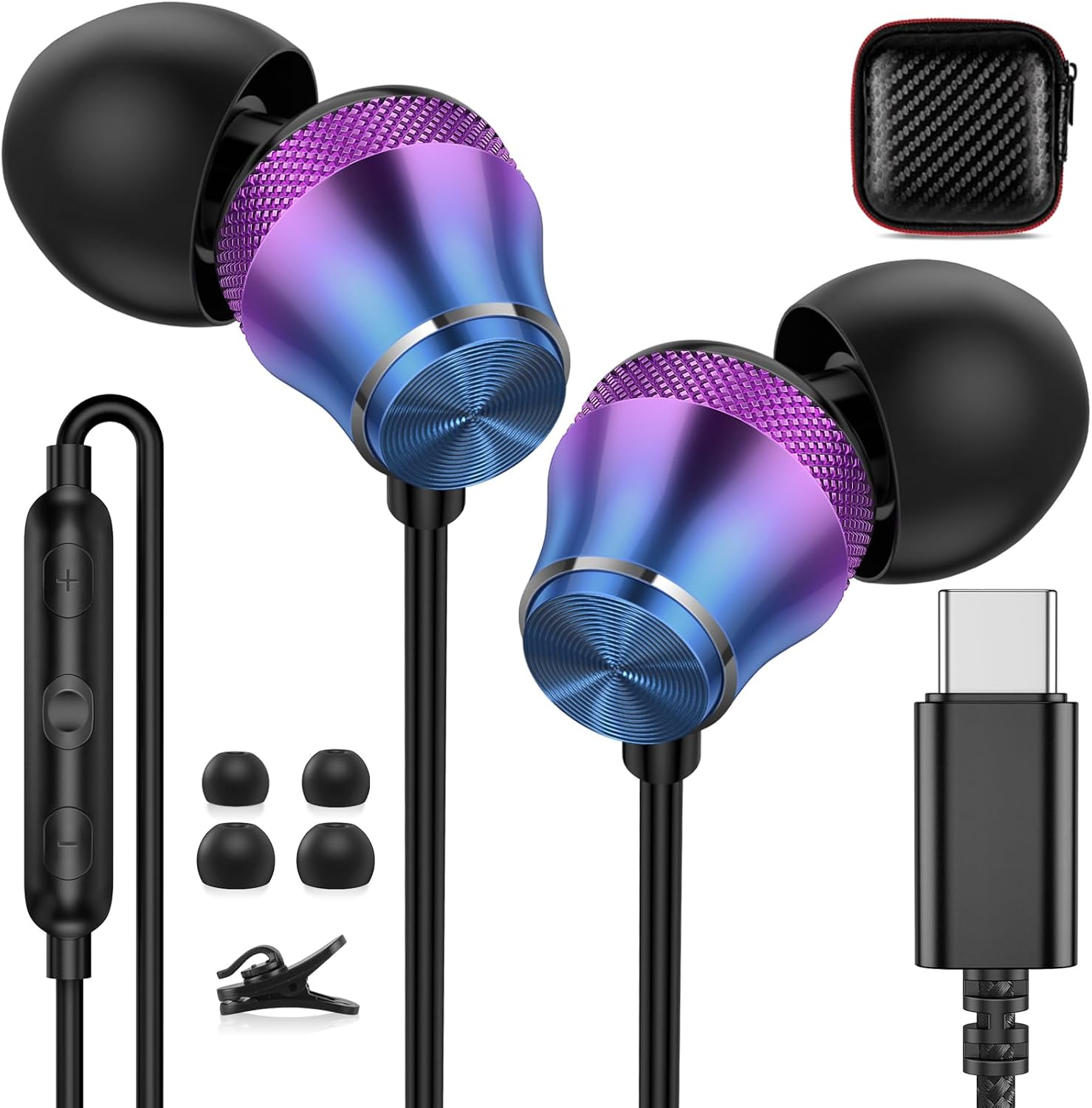 USB C Headphones USB-C Earbuds with Microphone Android Wired Earbuds USB Type C Earphones Earpieces for iPhone 16 Pro Max Plus iPad Pro Samsung Galaxy Z Flip Fold 6 S23 S21 A54 Pixel 8 7 Pro OnePlus