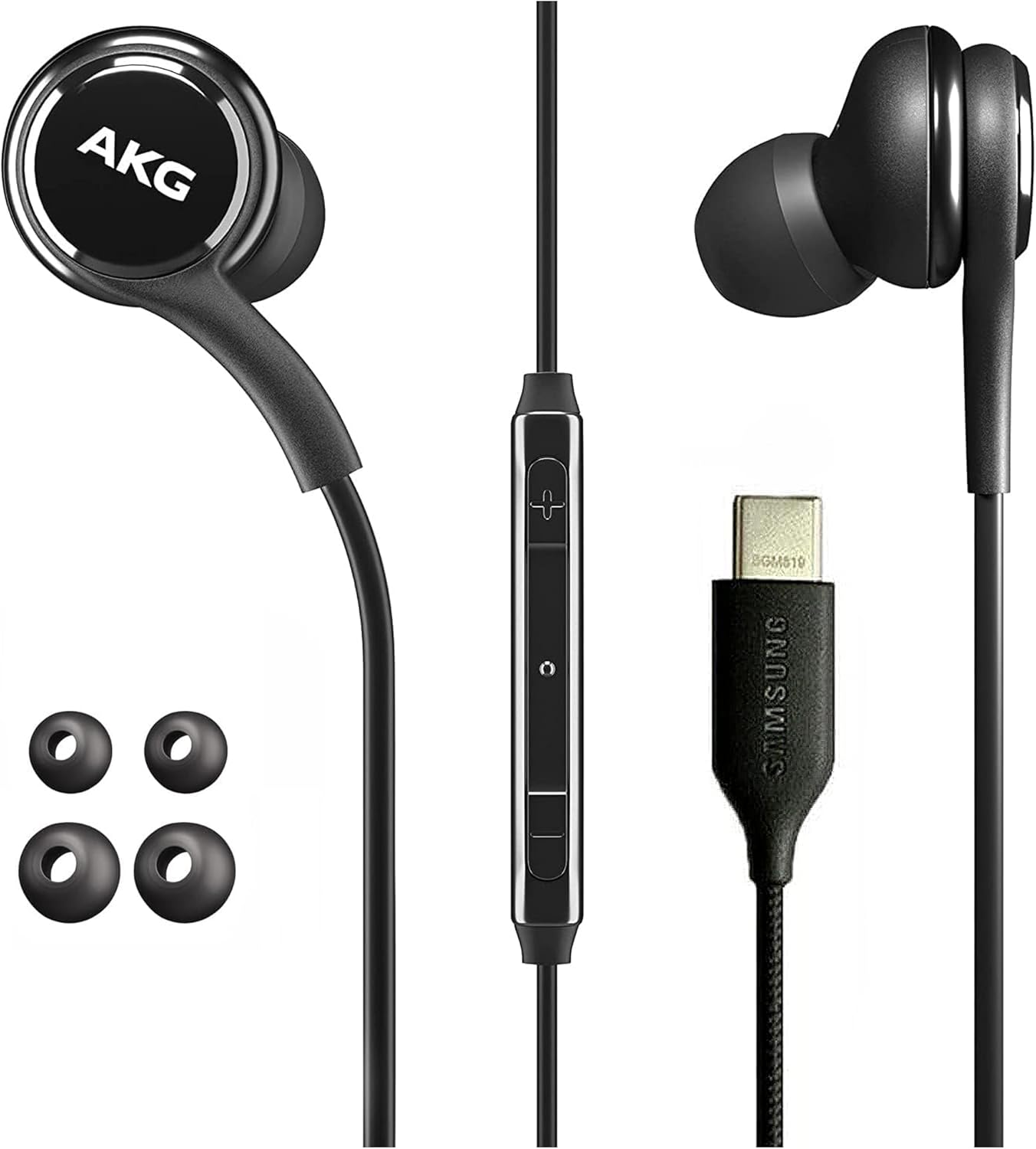 Samung AKG Earbuds for Samsung Galaxy S23 Ultra, Galaxy S23, Galaxy S22, Galaxy S21, Note 10, iPhone 15 Pro Max – Original USB Type C in-Ear Earbud USBC Headphones with Remote & Mic USB-C – Black