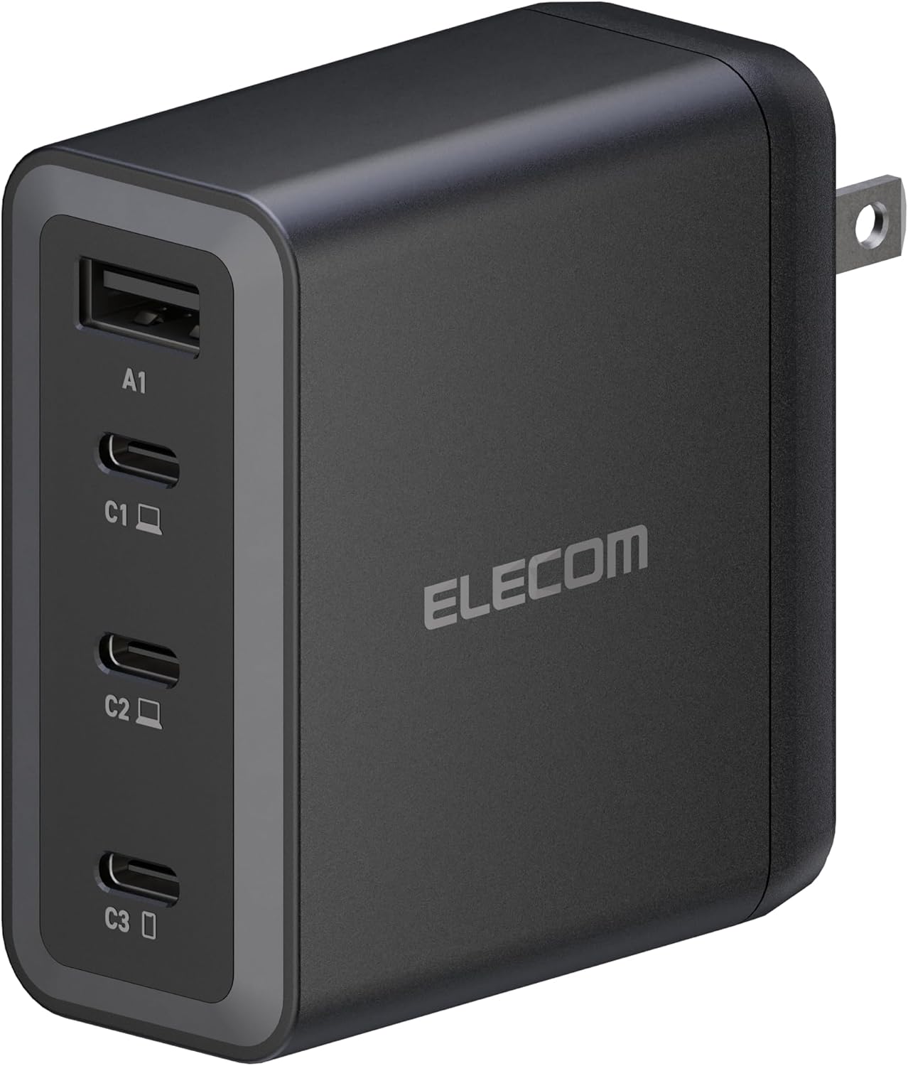 ELECOM 150W USB C Wall Charger Block, 4 Multi Port GaN II Smart PD, Ultra-Fast Charging, Compact Power Adapter for Multiple Devices, Laptops, Tablets, iPhone, iPad, Watch, Speakers, Airpods – Black