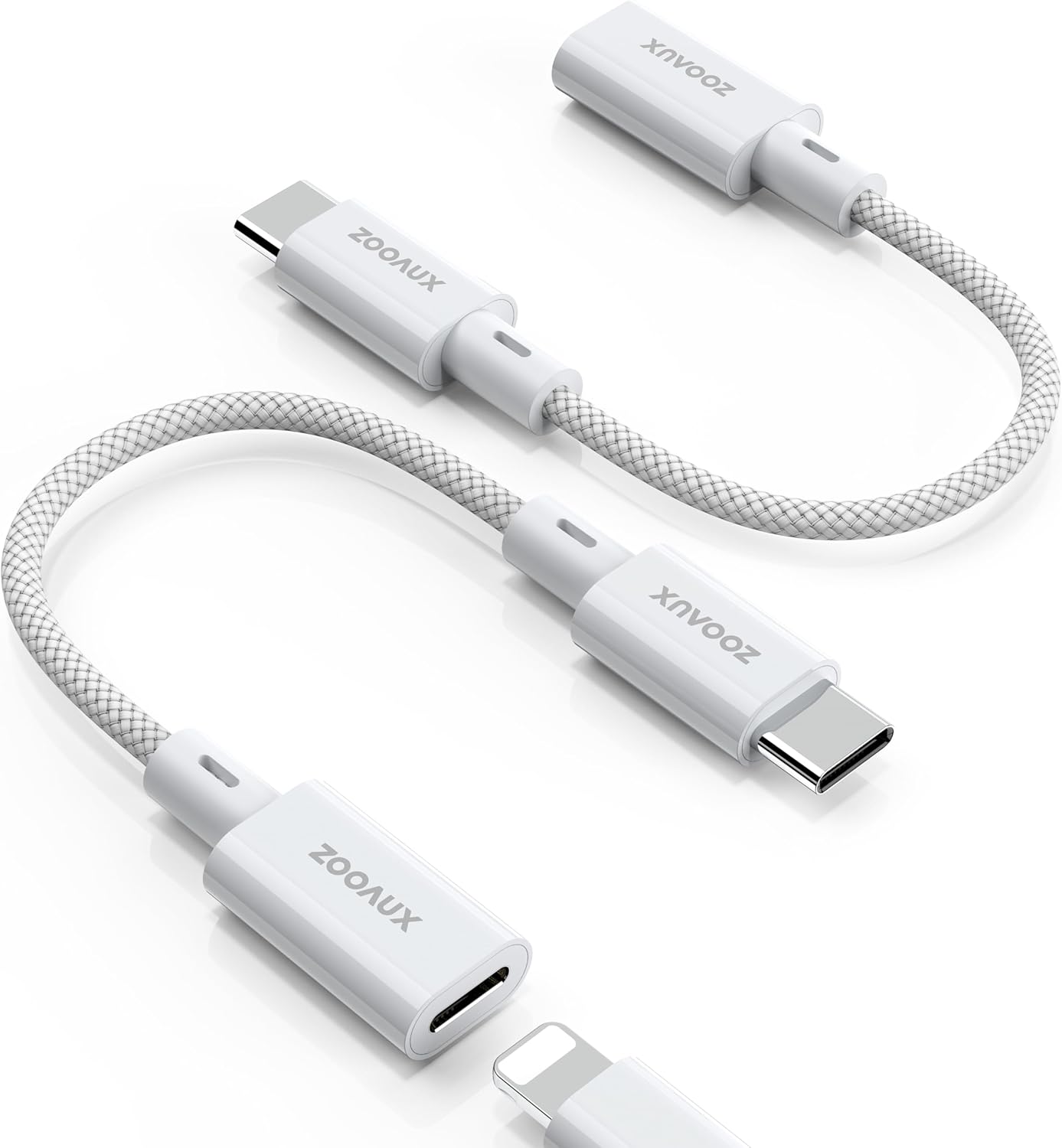 ZOOAUX Lightning to USB C Adapter (2 Pack), Support QC Fast Charging & Data Transfer, Converter Adapter Cable for iPhone 16 Plus, iPad 10 & Pro, USB Type C Male to Lightning Female, Not for Audio/OTG