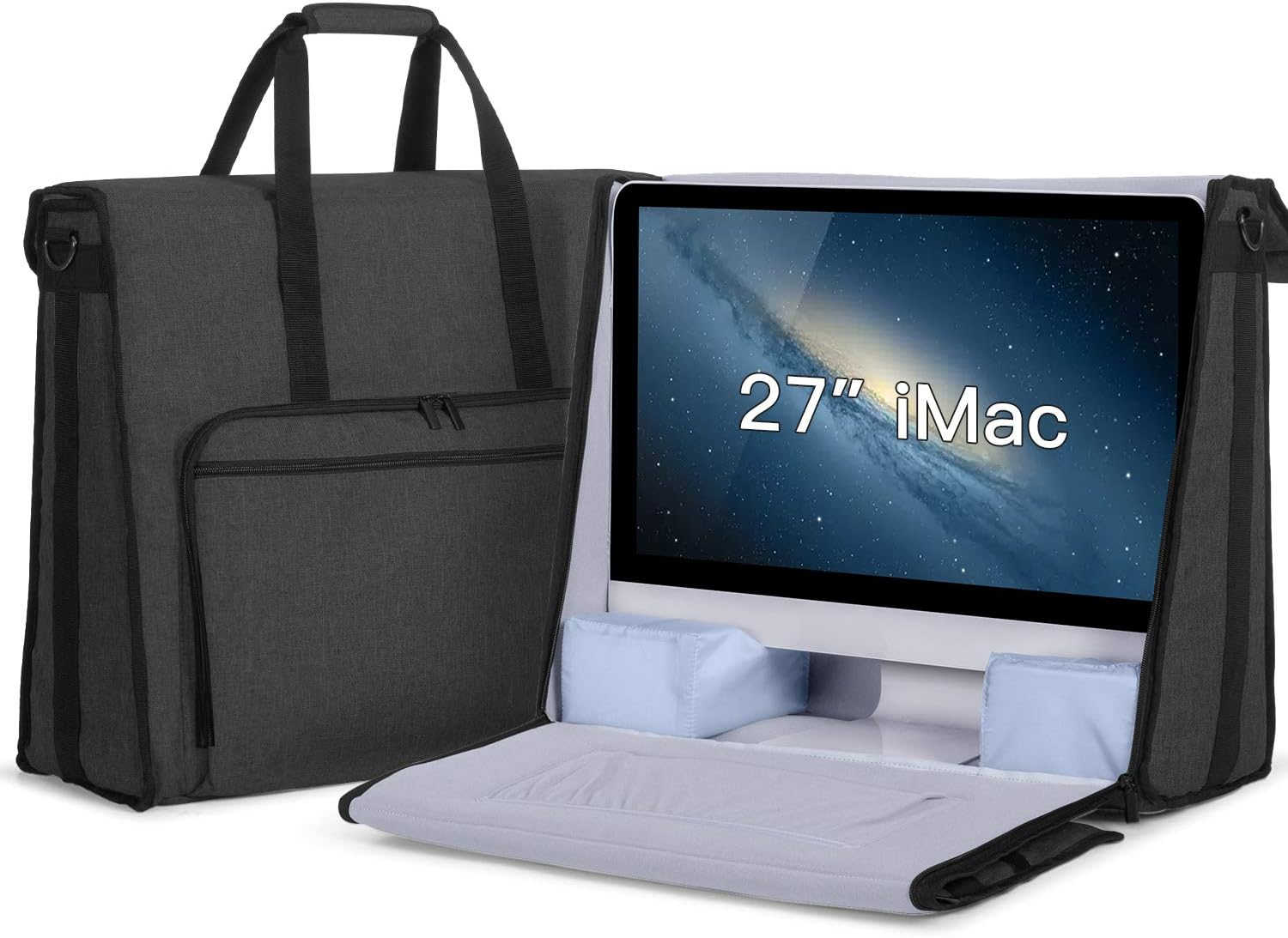 Damero Carrying Tote Bag Compatible with Apple 27″ iMac Desktop Computer, Travel Storage Bag for iMac 27-inch and Other Accessories, Black