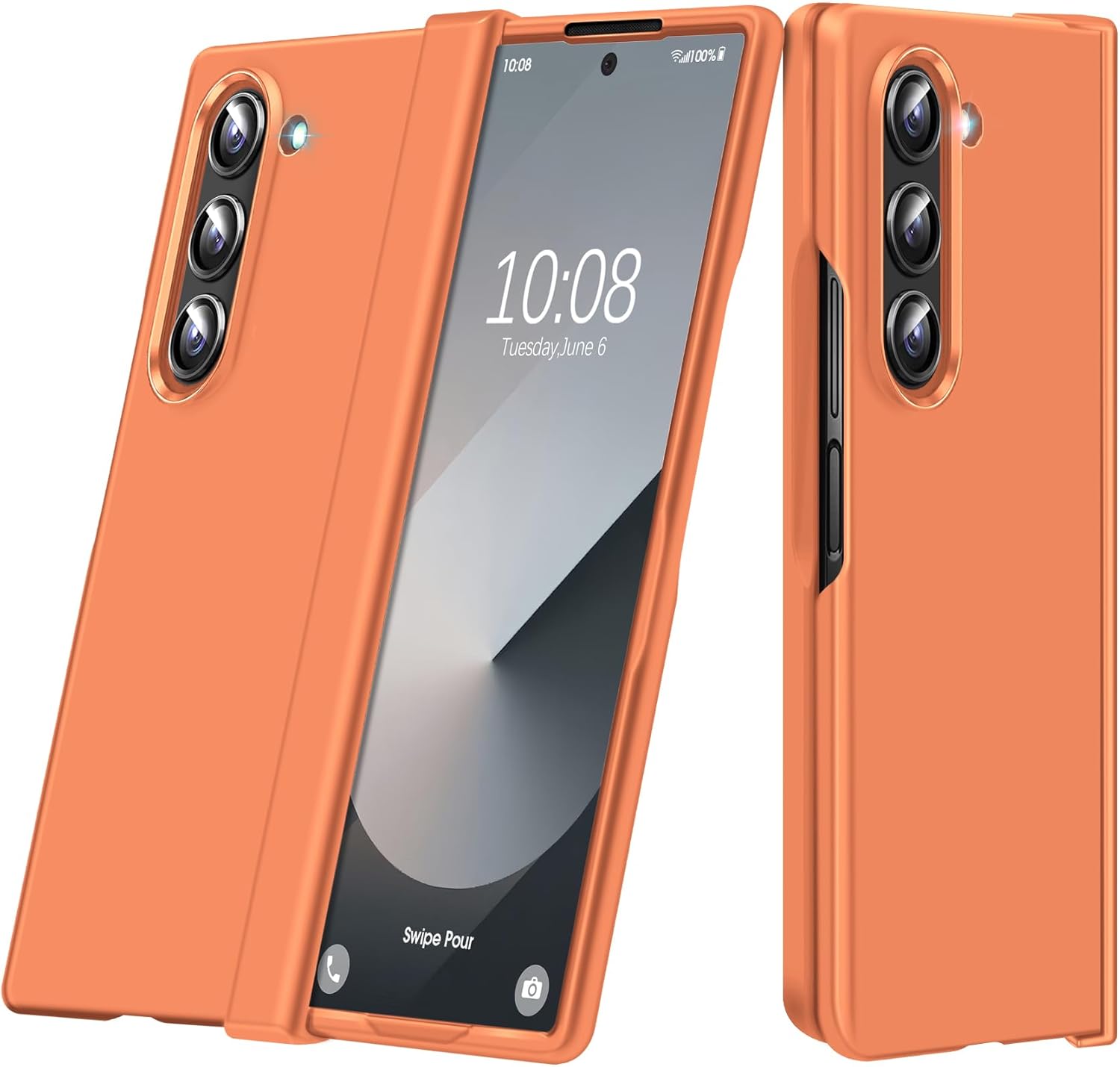 Design for Samsung Galaxy Z Fold 6 5G Case, Ultra Slim Lightweight Galaxy Z Fold 6 Flip Case PC Material Hard Hinge Protection Cover for Samsung Z Fold 6 Phone Case Support Wireless Charging (Orange)