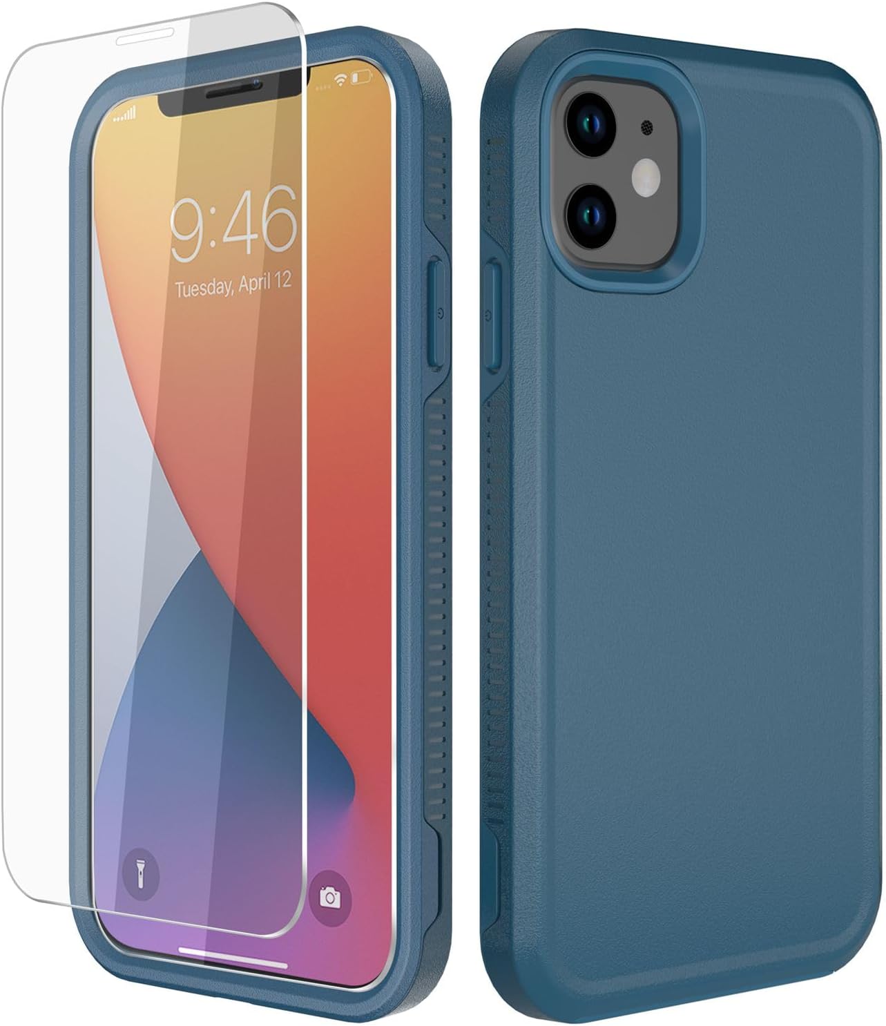 Diverbox for iPhone 11 Case [Shockproof] [Dropproof] [Tempered Glass Screen Protector],Heavy Duty Protection Phone Case Cover for Apple iPhone 11 (Blue-2in1)