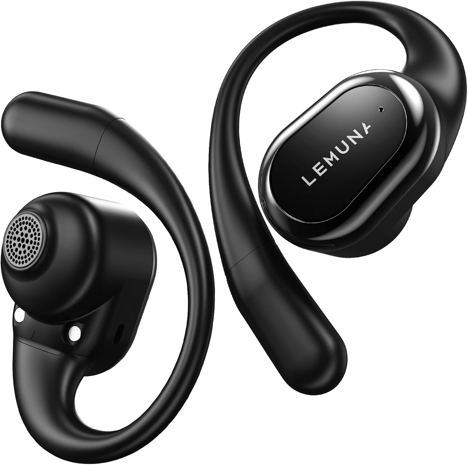 Open Ear Bluetooth 5.4 Headphones, Wireless Earbuds with Earhooks, Touch Control, Dual Mic Clear Calls, IPX4 Waterproof, Lightweight Design, 32H Playtime, Perfect for Running & Workouts – Black