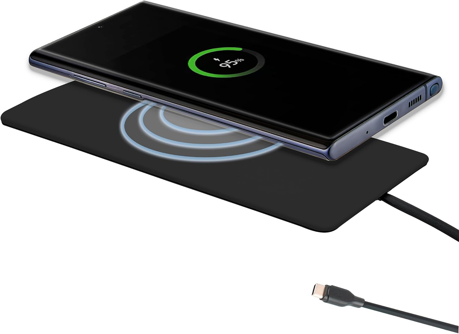 Ultra Slim Universal Fast Wireless Charger – Phone Charger Compatible with All Qi Enabled Phones – Smart Fast Charging Pad for Multiple Devices (Black)