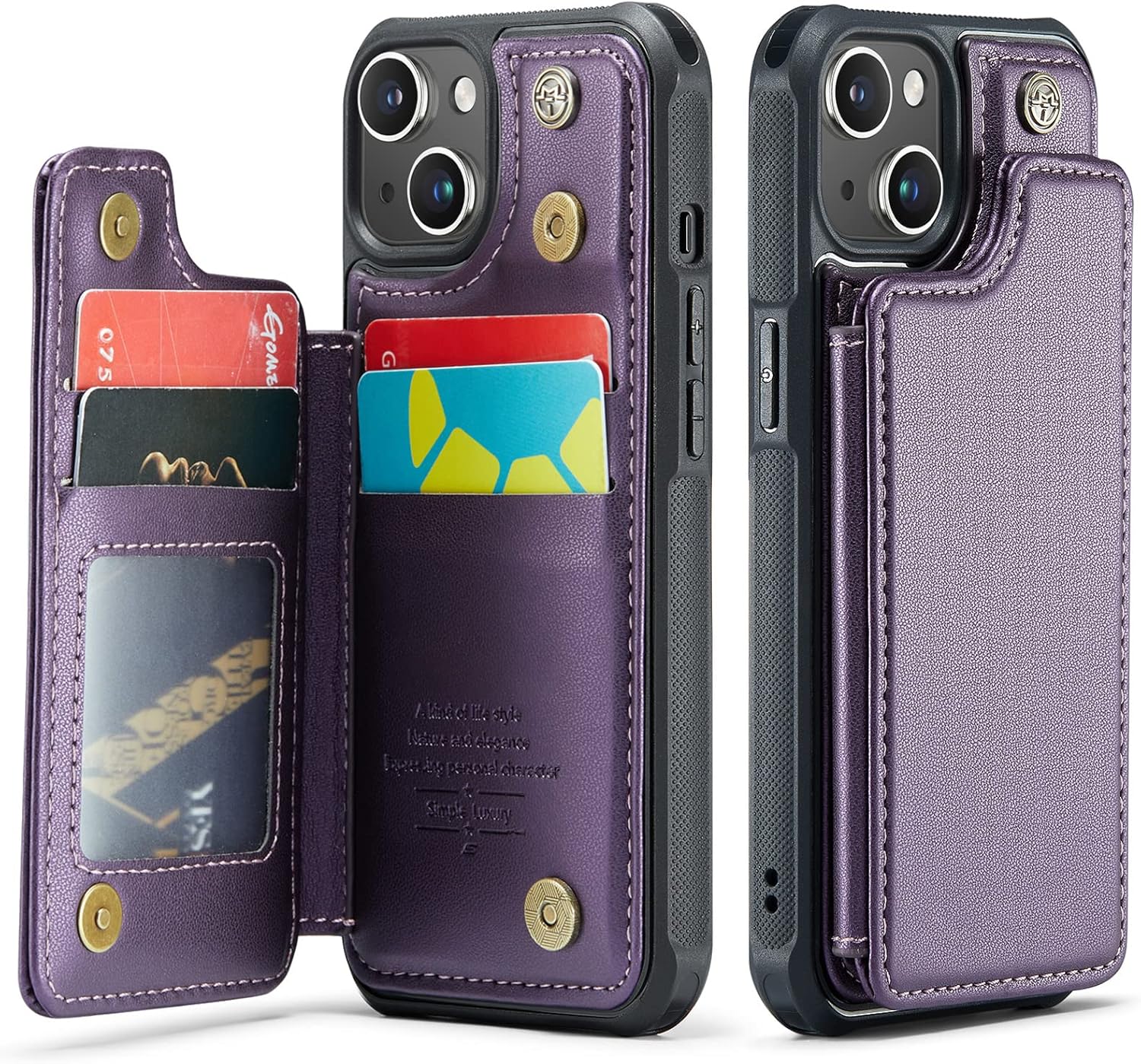 Vinich for iPhone 13 Wallet Case with Card Holder, RFID Blocking for iPhone 13 Case for Women Men, Durable Kickstand Shockproof Phone Case for iPhone 13, Purple