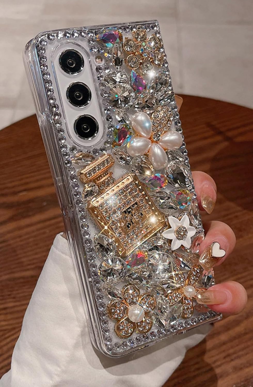 for Samsung Galaxy Z Fold 5 Case,Samsung Fold 5 Case Cute Bling Diamond Girly Design,Galaxy Fold 5 Case Glitter Rhinestone TPU Cover for Samsung Galaxy Fold 5 for Women Girls Perfume