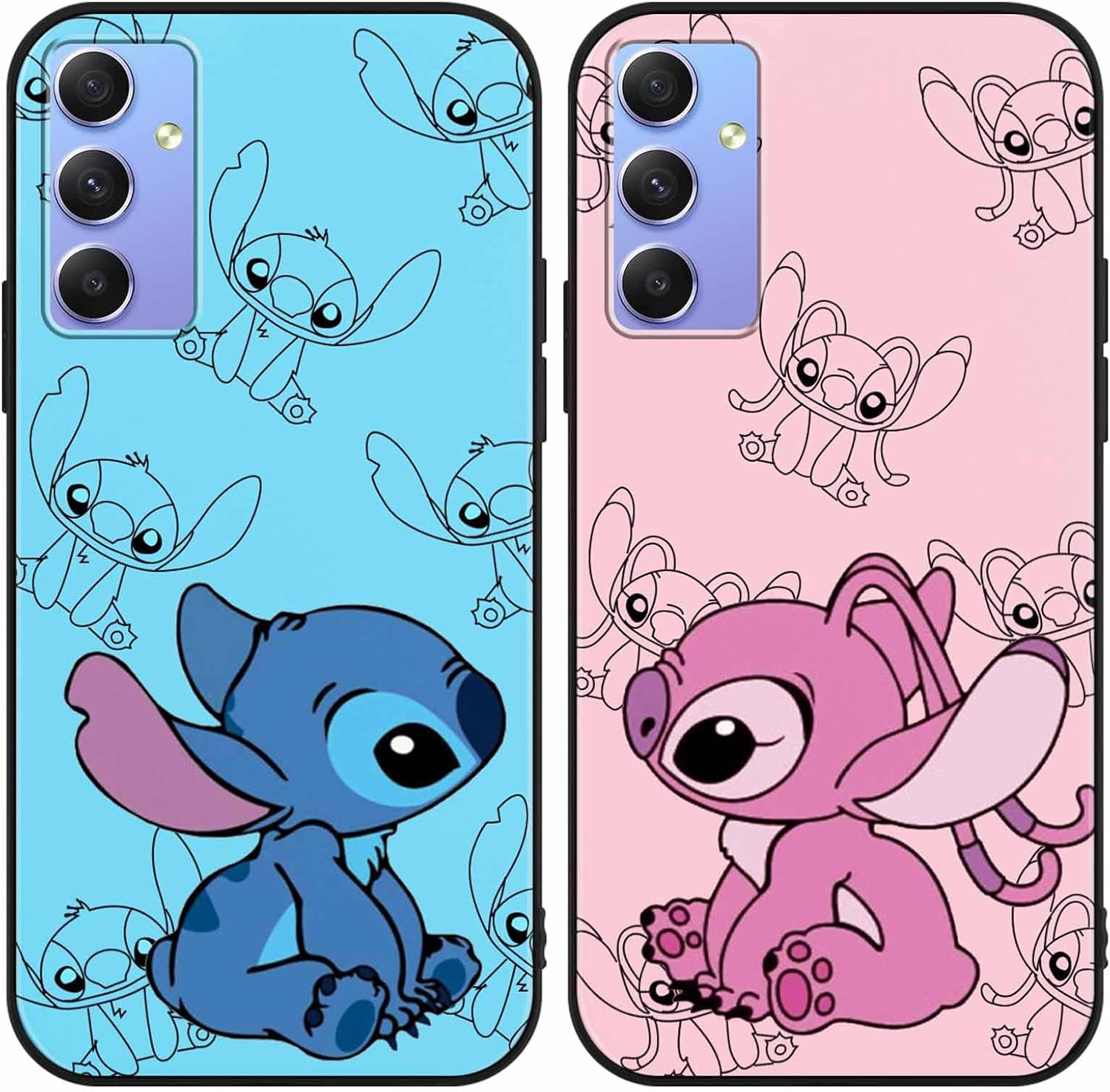 2 Pack Cute Anime Phone Case for Samsung Galaxy A34 5G Case 6.5,Movie Cartoon Pattern Phone Cover,Soft TPU Shockproof Protective Funda for Women Men Girls Boys for Samsung A34 5G Cases Black