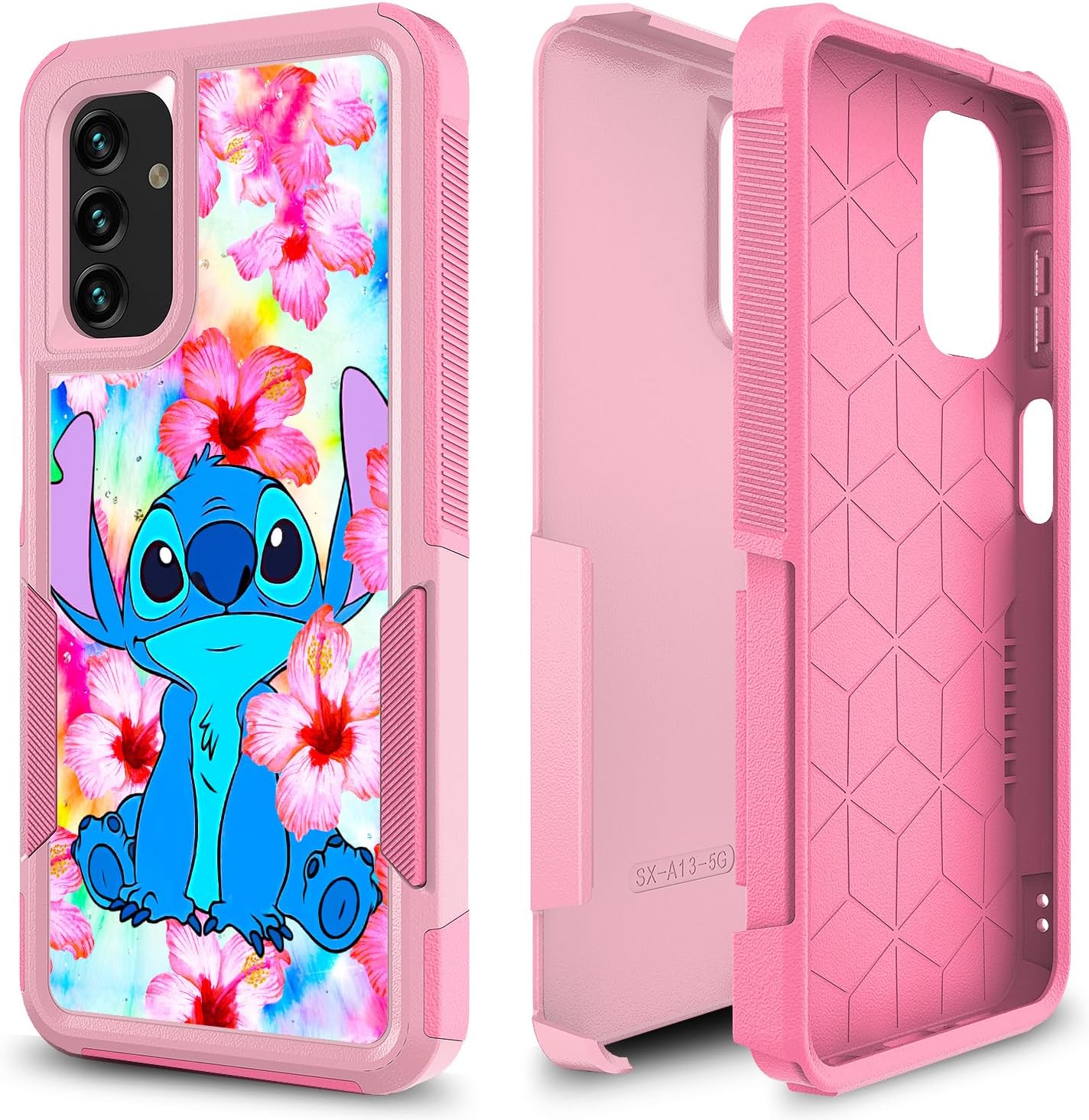 Case for Galaxy A13 5G, Cute Stitch Design Dual Layer Heavy Duty Shockproof Defender Case Silicone Protective Armor Women Girl Phone Covers for Samsung Galaxy A13 5G