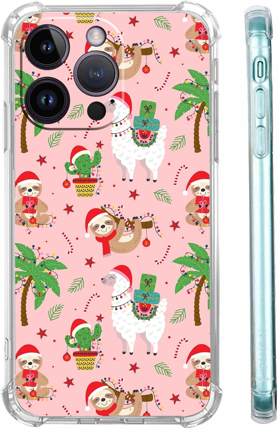 Christmas Sloth Phone Cover Compatible for iPhone 15 15 Pro Max,Compatible with iphone 15 Pro Max Christmas Alpaca Sloth Soft Protective Cover Replacement for Apple 15 Pro Max Case Gifts for Women Men