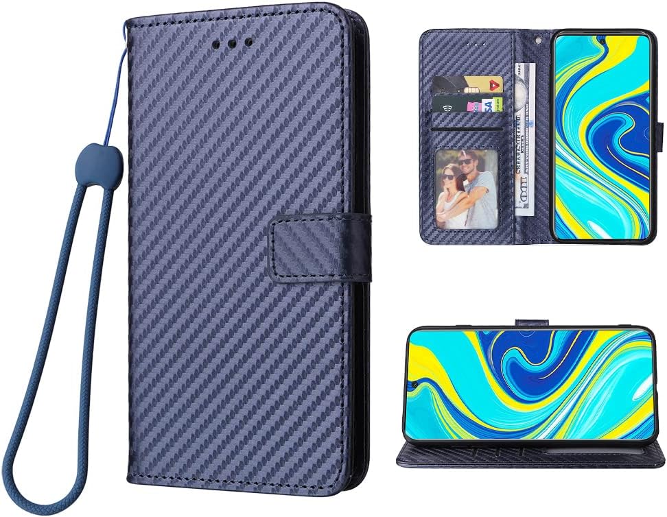 Compatible with Xiaomi Redmi Note 9 Pro/Note 9s/Note9 Pro Max/Poco M2 Pro Wallet Case Wrist Strap and Leather Lanyard Flip Card Holder Cell Phone Cover for Redme Note9S Note9Pro 4G Women Men Blue