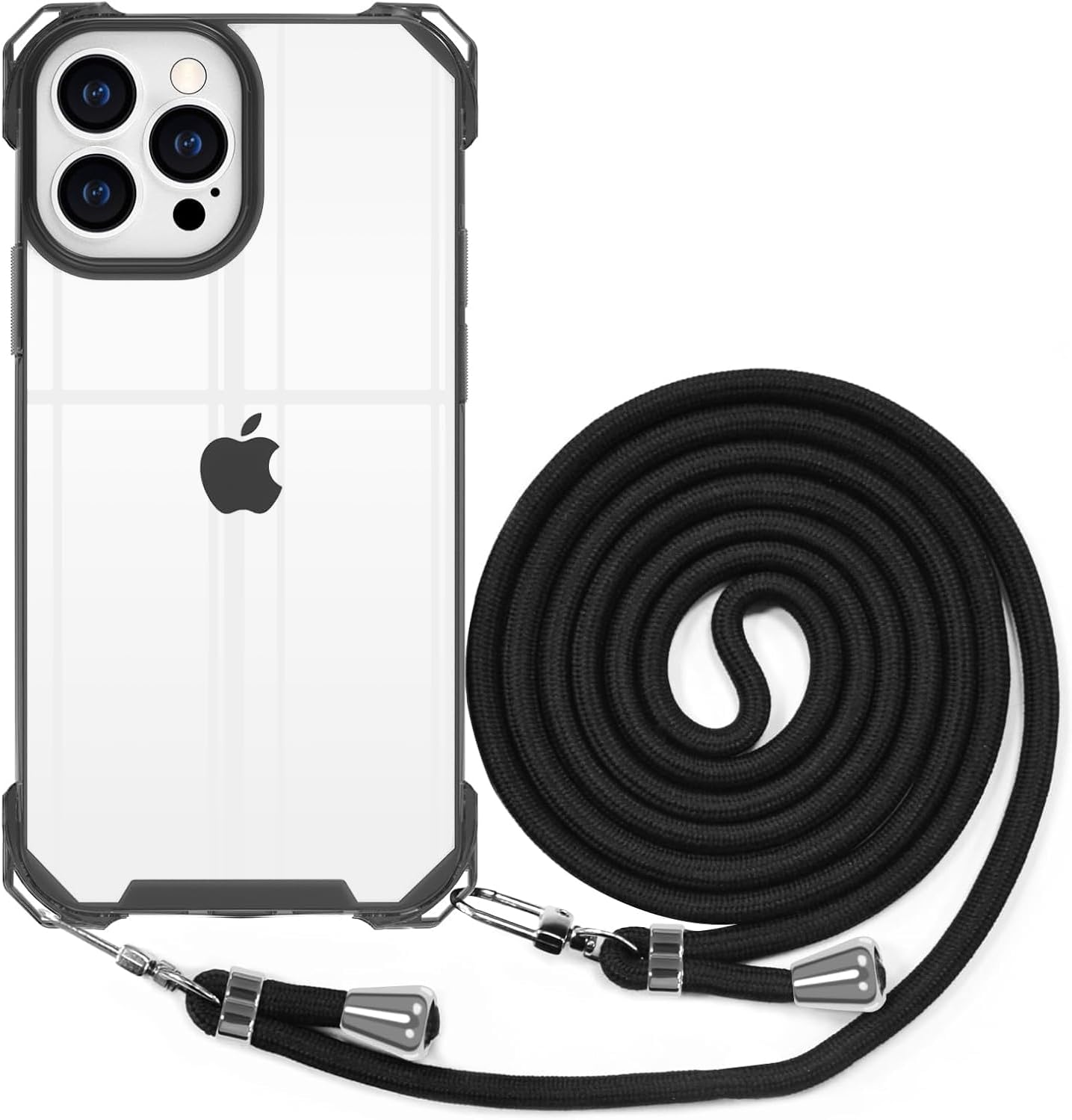 Crossbody Case for iPhone 14 Pro, Crossbody Mobile Cover with Neck Cord Strap, Transparent Clear PC Lanyard Phone Case for iPhone 14 Pro