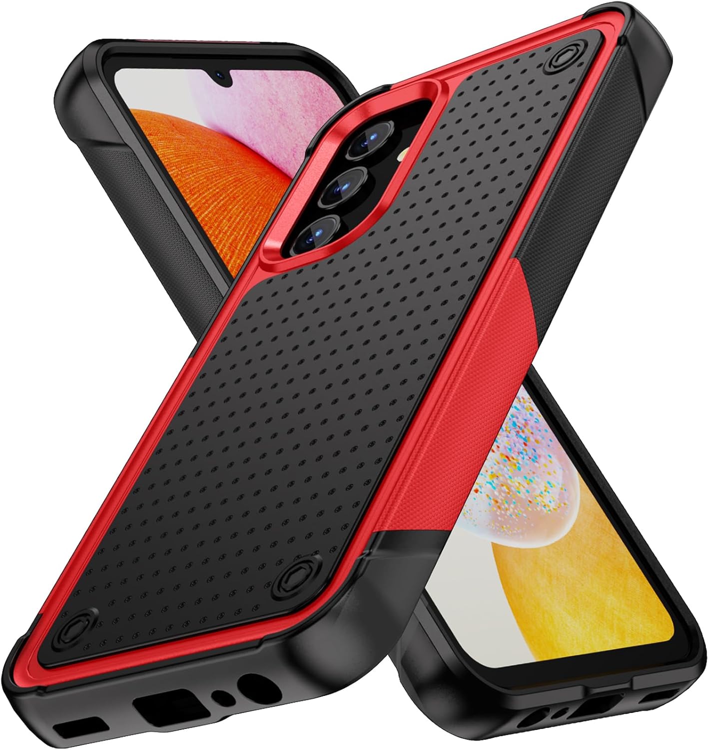 Designed for Samsung Galaxy A15 5G Case 2 in 1 Gift Militay Grade Drop Protective Rugged Heavy Duty Cover Shockproof Case for Galaxy A15 5G Phone Case for Women Men Boy Girl (Red+Black)