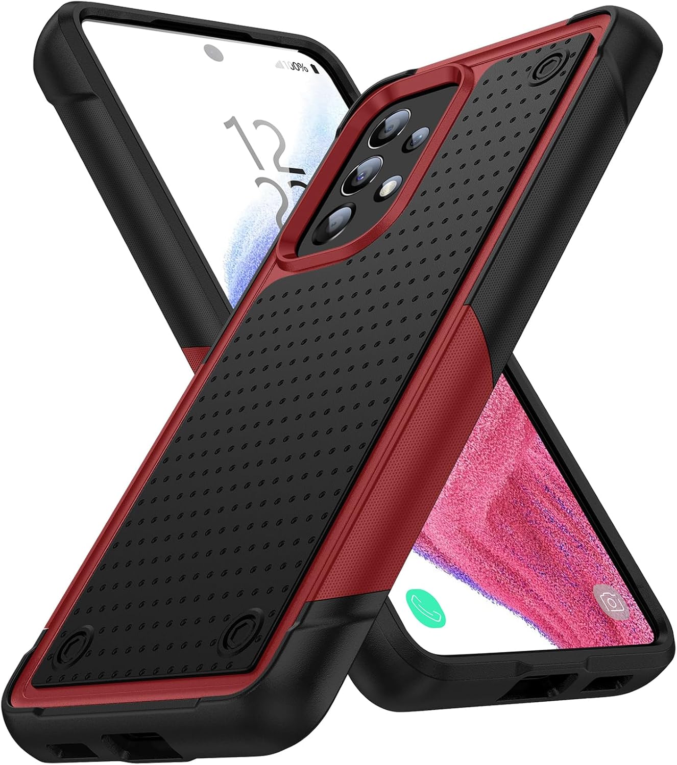 Designed for Samsung Galaxy A53 5G Case 2 in 1 Gift Militay Grade Drop Protective Rugged Heavy Duty Cover Shockproof Case for Galaxy A53 5G Phone Case for Women Men Boy Girl (Red+Black)