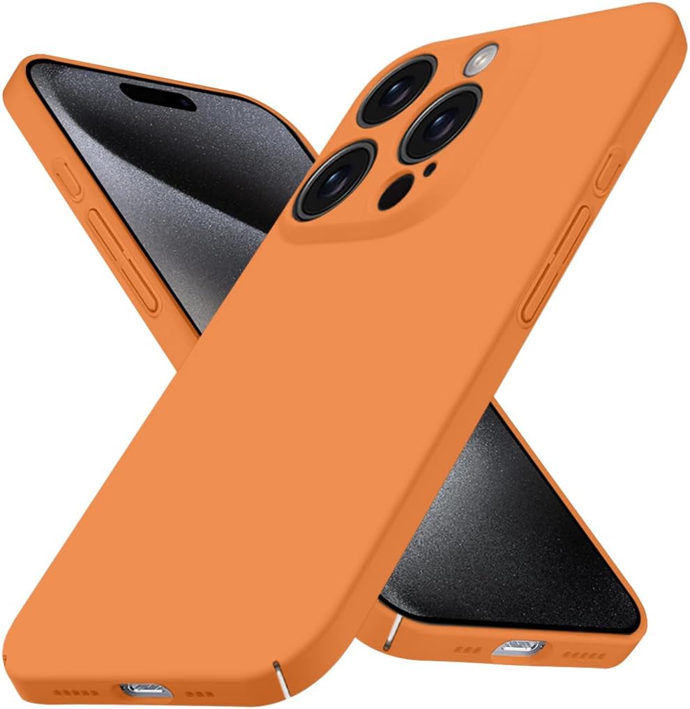 Designed for iPhone 15 Pro Case 6.1″, Ultra Thin 15 Pro Case, Lightweight Matte Hard PC Cover Phone Cases (Bright Orange)