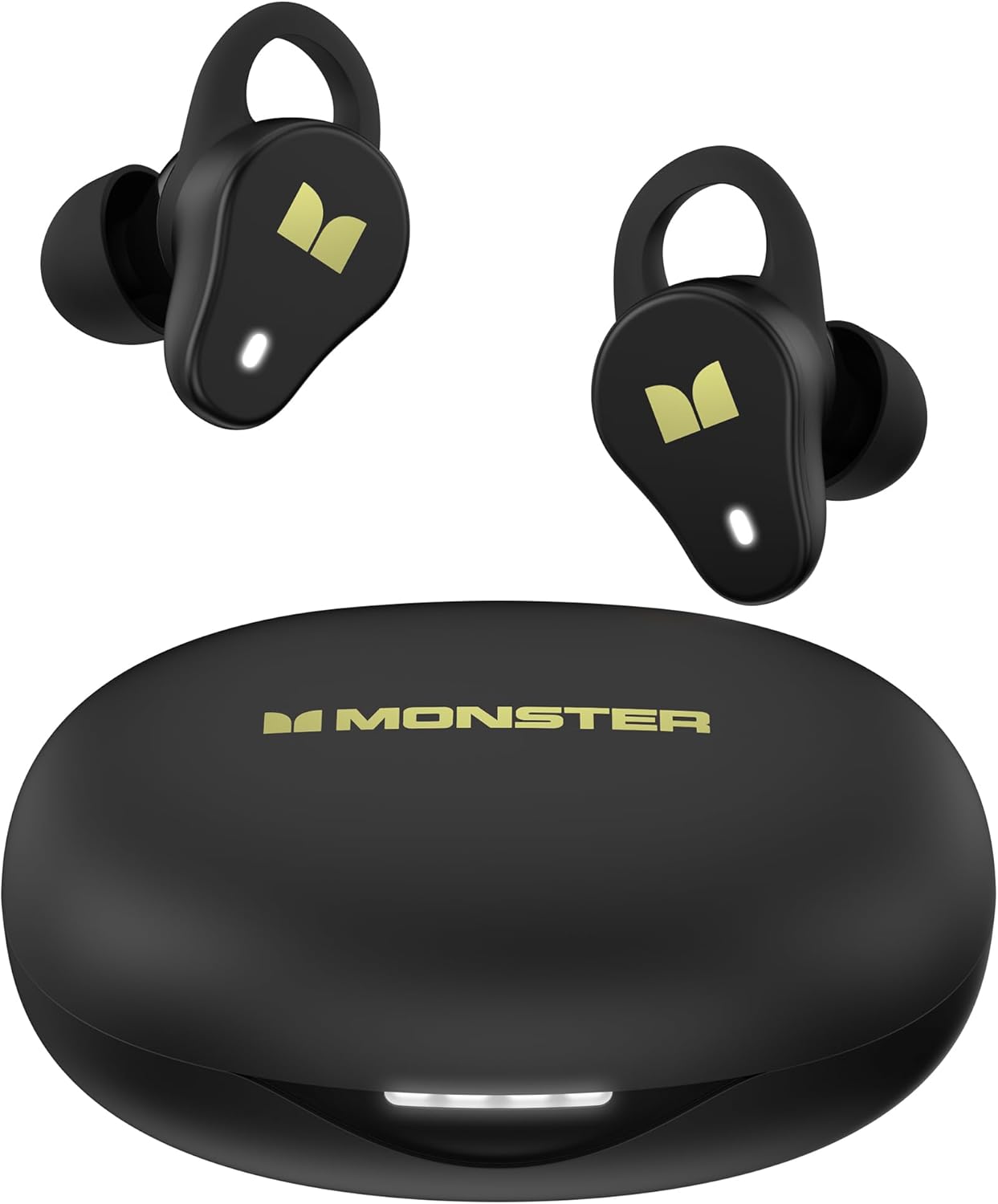 Monster N-Lite 210 Wireless Earbuds, Bluetooth 5.4 in-Ear Stereo Headphones, Built-in Mic for Crystal Clear Call, 32H Playtime, Type-C Charging, Waterproof in-Ear Ear Buds Earphones for Sports, Black