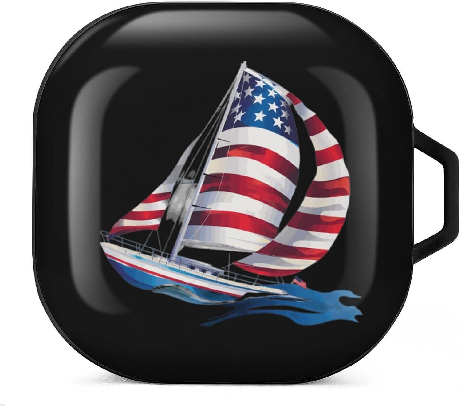 USA Sailboat Headphone Case Hard Shell Earbuds Case Headset Cover Case Compatible with Samsung Series Black-Color