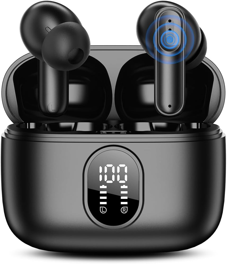 Wireless Headphones Bluetooth 5.4 Earbuds 42H Playtime LED Power Display Earphones IPX6 Waterproof in Ear Earbuds with 4 ENC Mic for Laptop Pad Android/iOS Phones